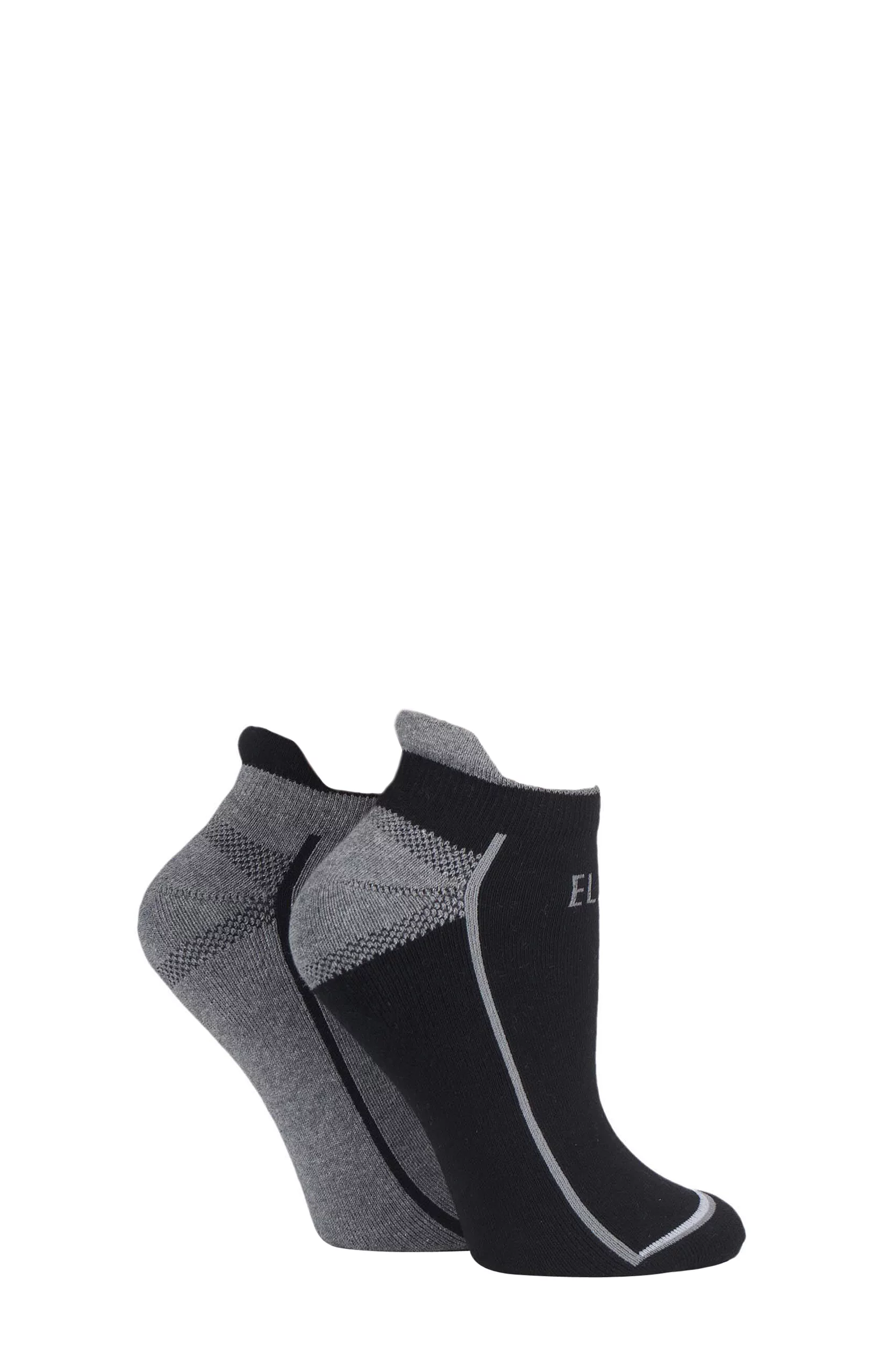 2 Pair Black Sports Trainer Socks Ladies 4-8 Ladies - Elle