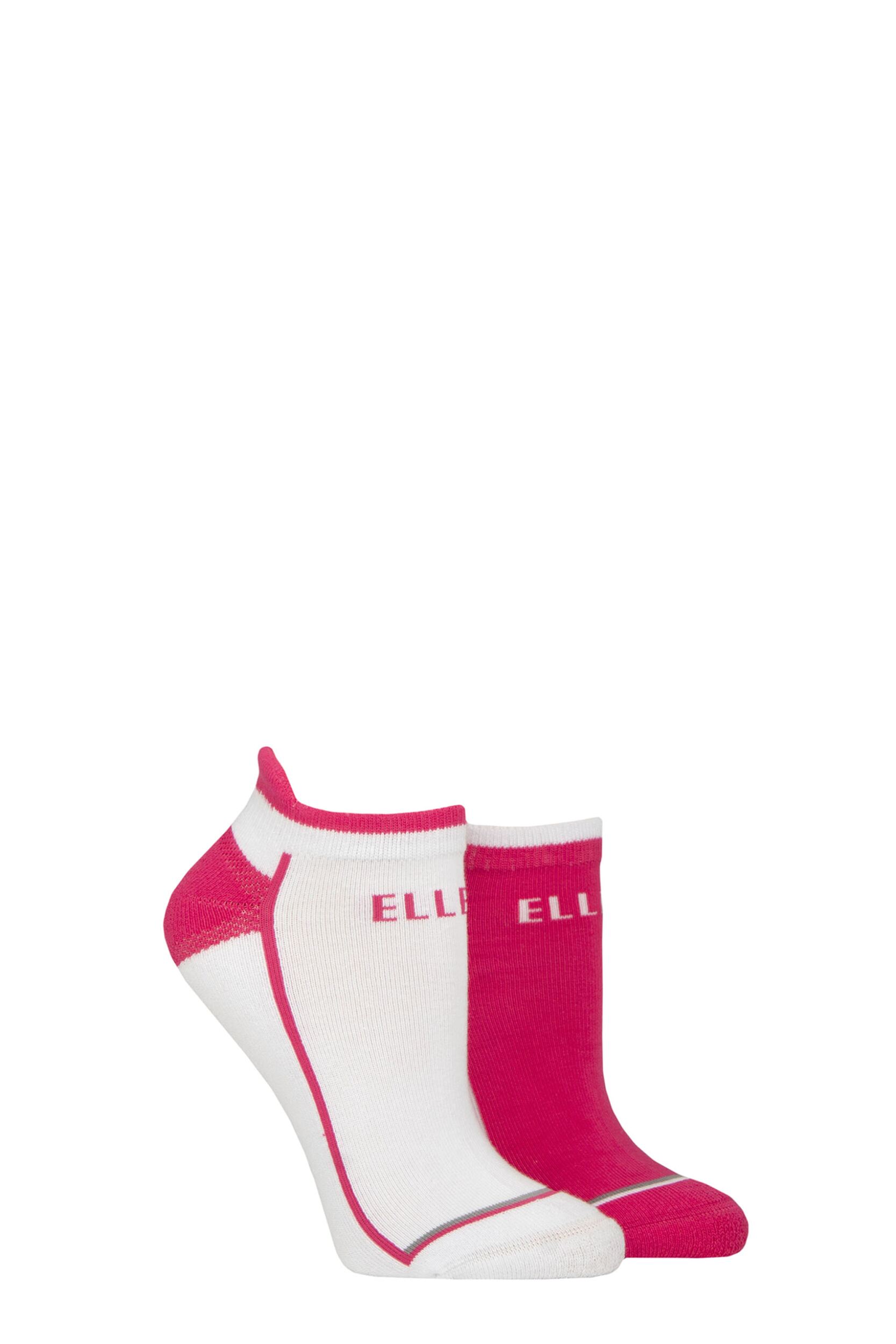 Image of Women's 2 Pair Elle Sports Cotton Cushioned Trainer Socks Hot Pink 4-8