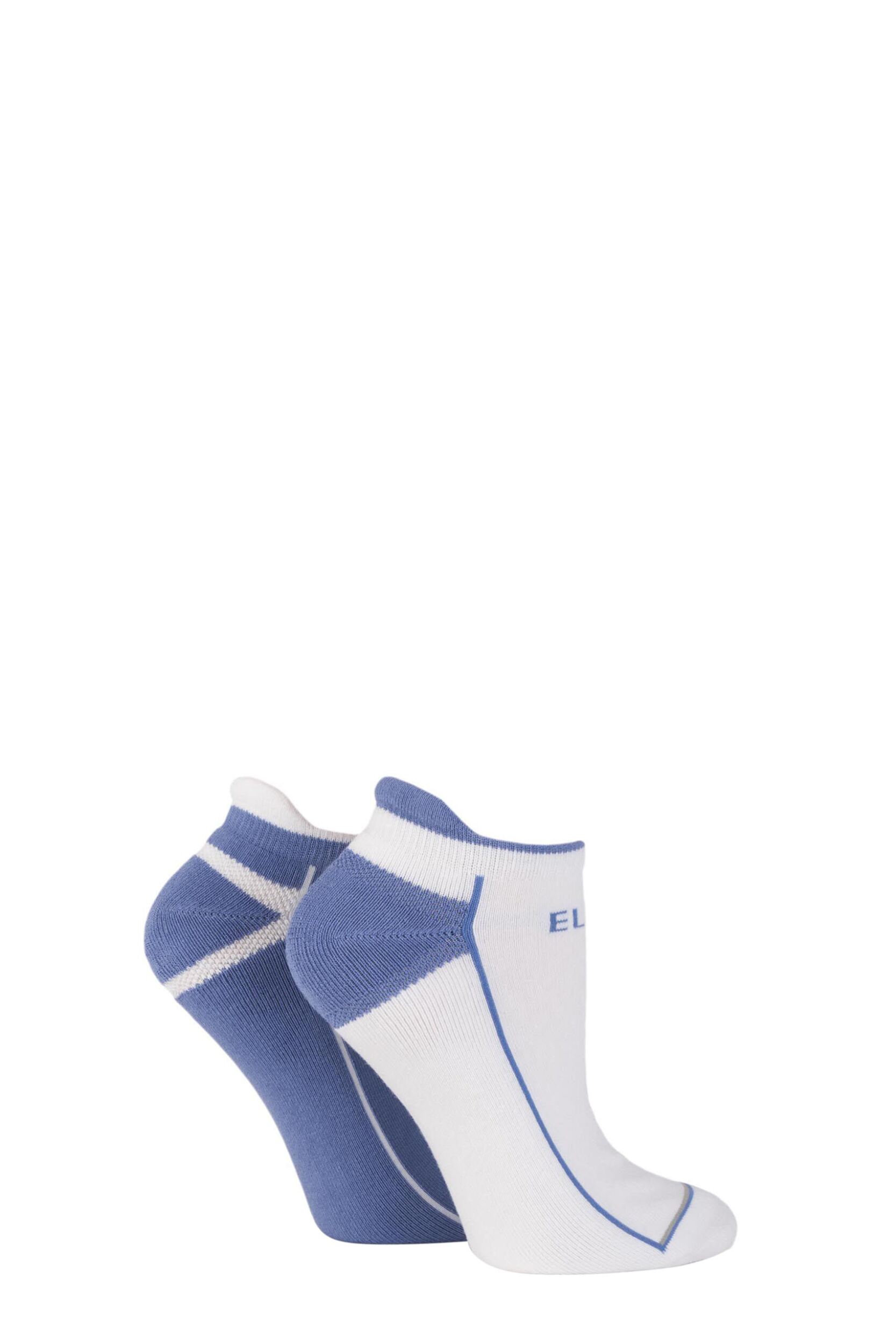 2 Pair Peace Blue Sports Trainer Socks Ladies 4-8 Ladies - Elle