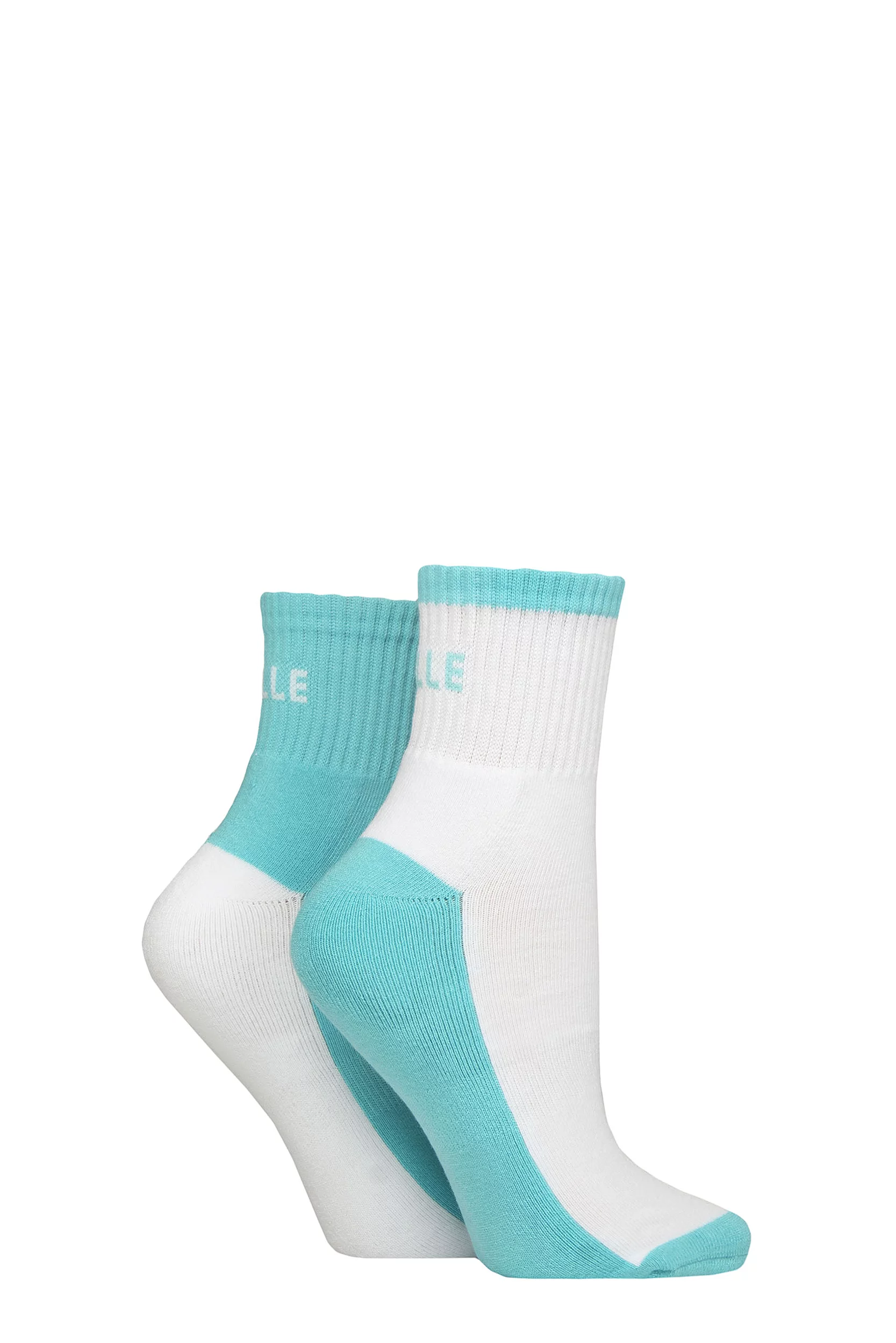 Women's 2 Pair Elle Sports Cushioned Ankle Socks Aqua 4