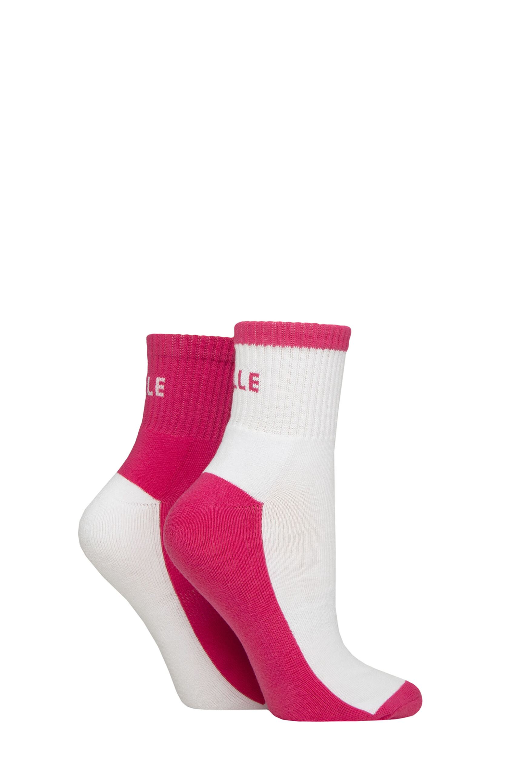 Women's 2 Pair Elle Sports Cushioned Ankle Socks Hot Pink 4-8