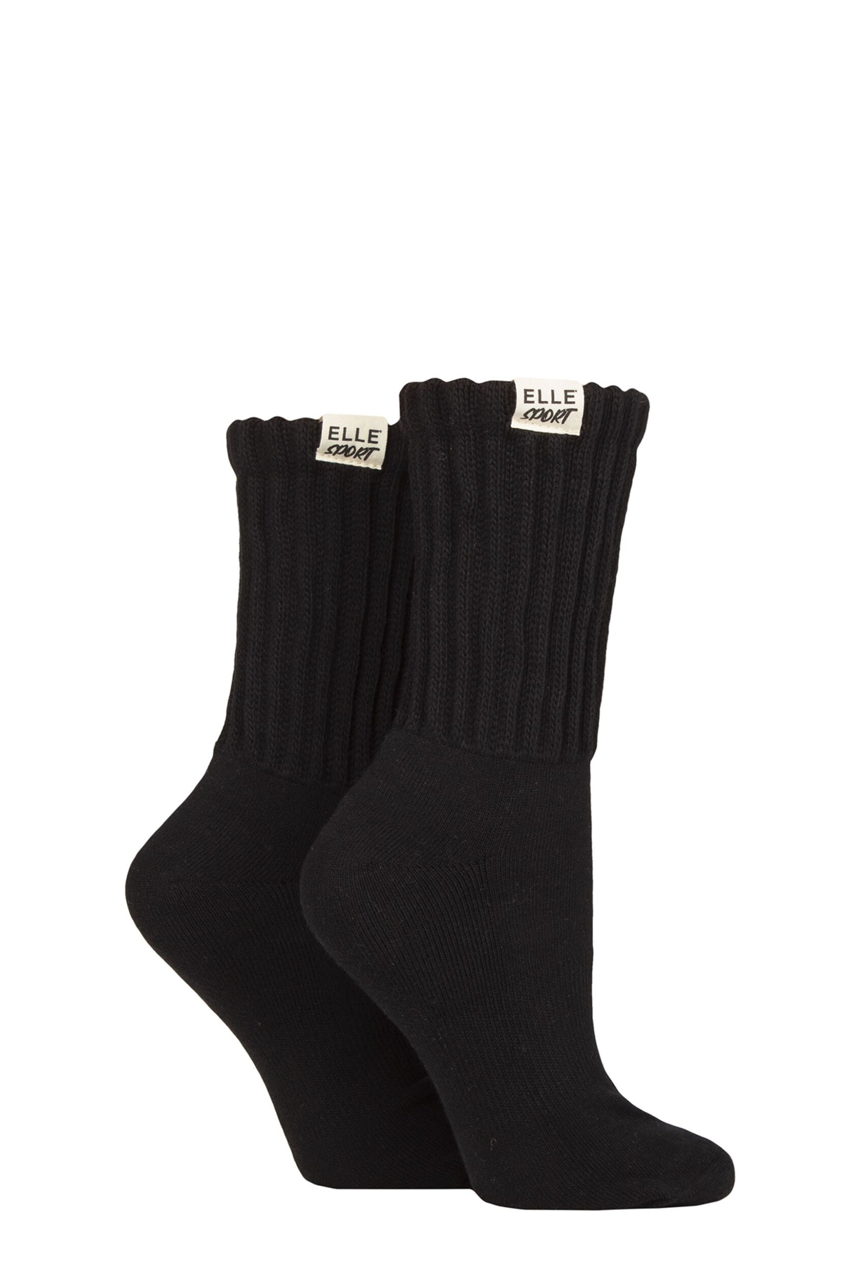 Women's 2 Pair Elle Bamboo Slouch Sports Socks Black 4-8
