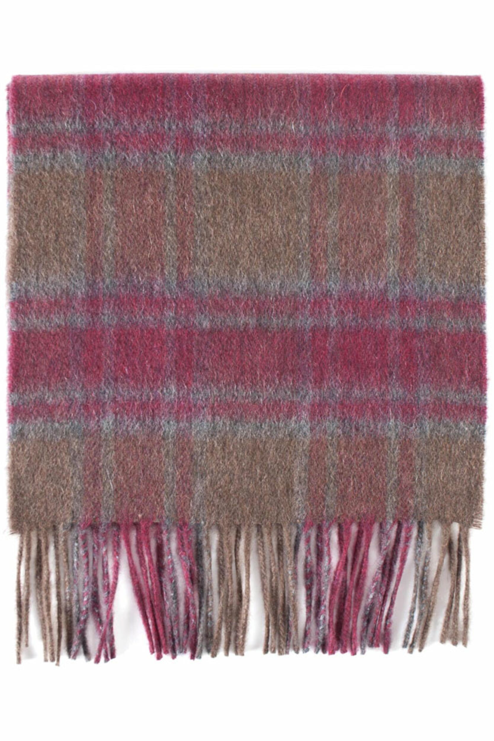1 Pack Brown / Red and Made In Scotland Check 100% Cashmere Scarf Unisex One Size - Great & British Knitwear