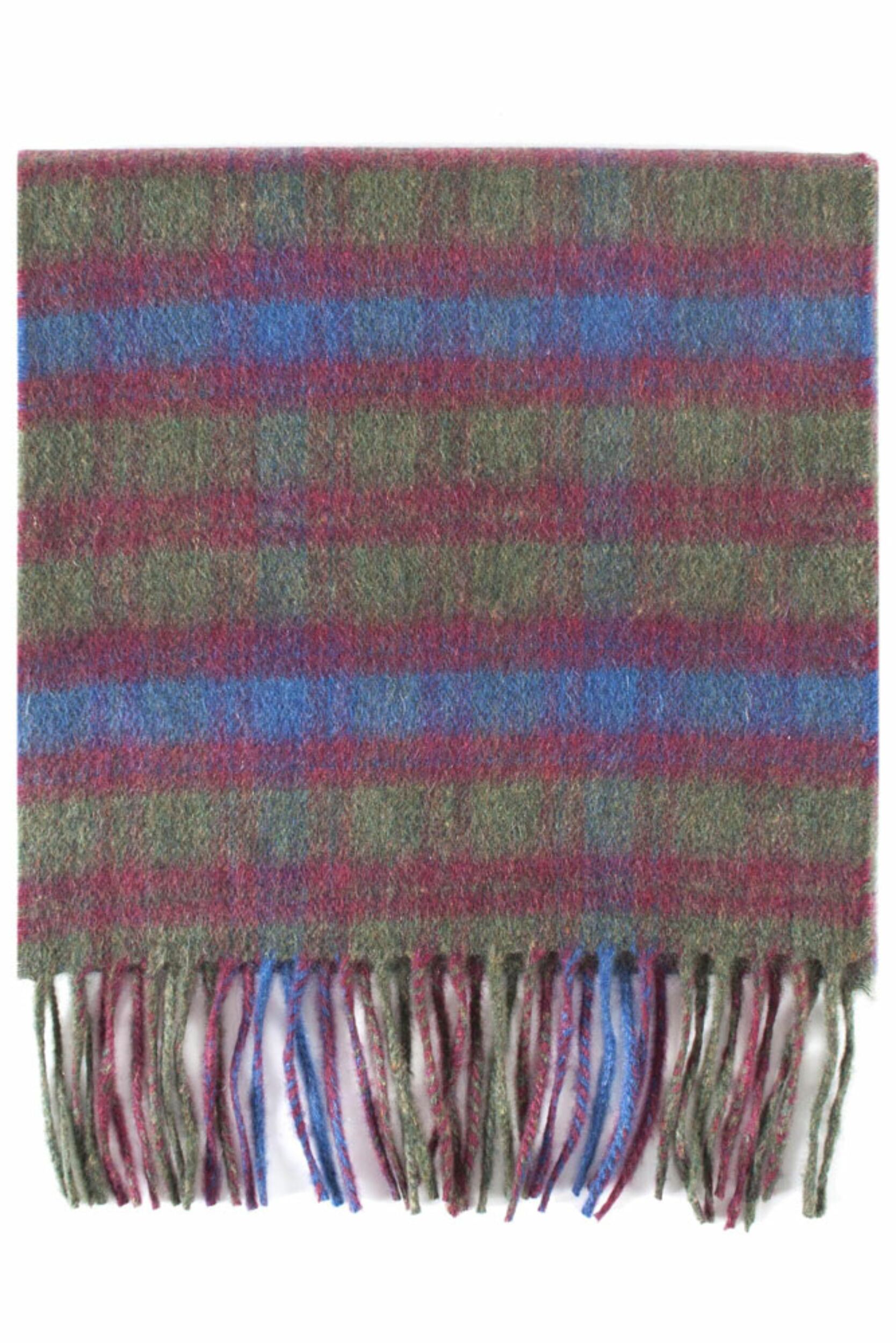 1 Pack Olive and Made In Scotland Check 100% Cashmere Scarf Unisex One Size - Great & British Knitwear