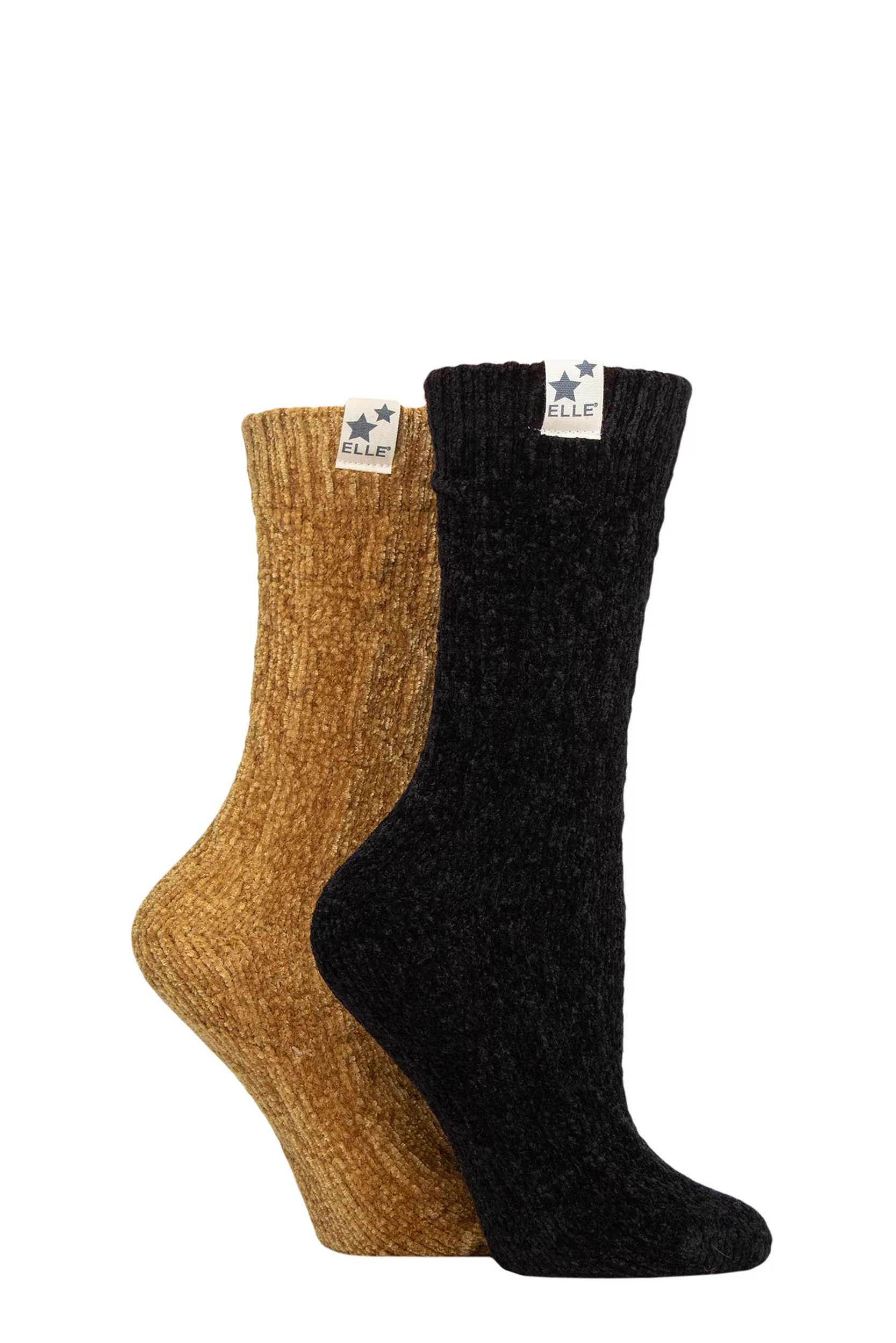 Women's 2 Pair Elle Cable Knit Chenille Boot Socks French Mustard 4
