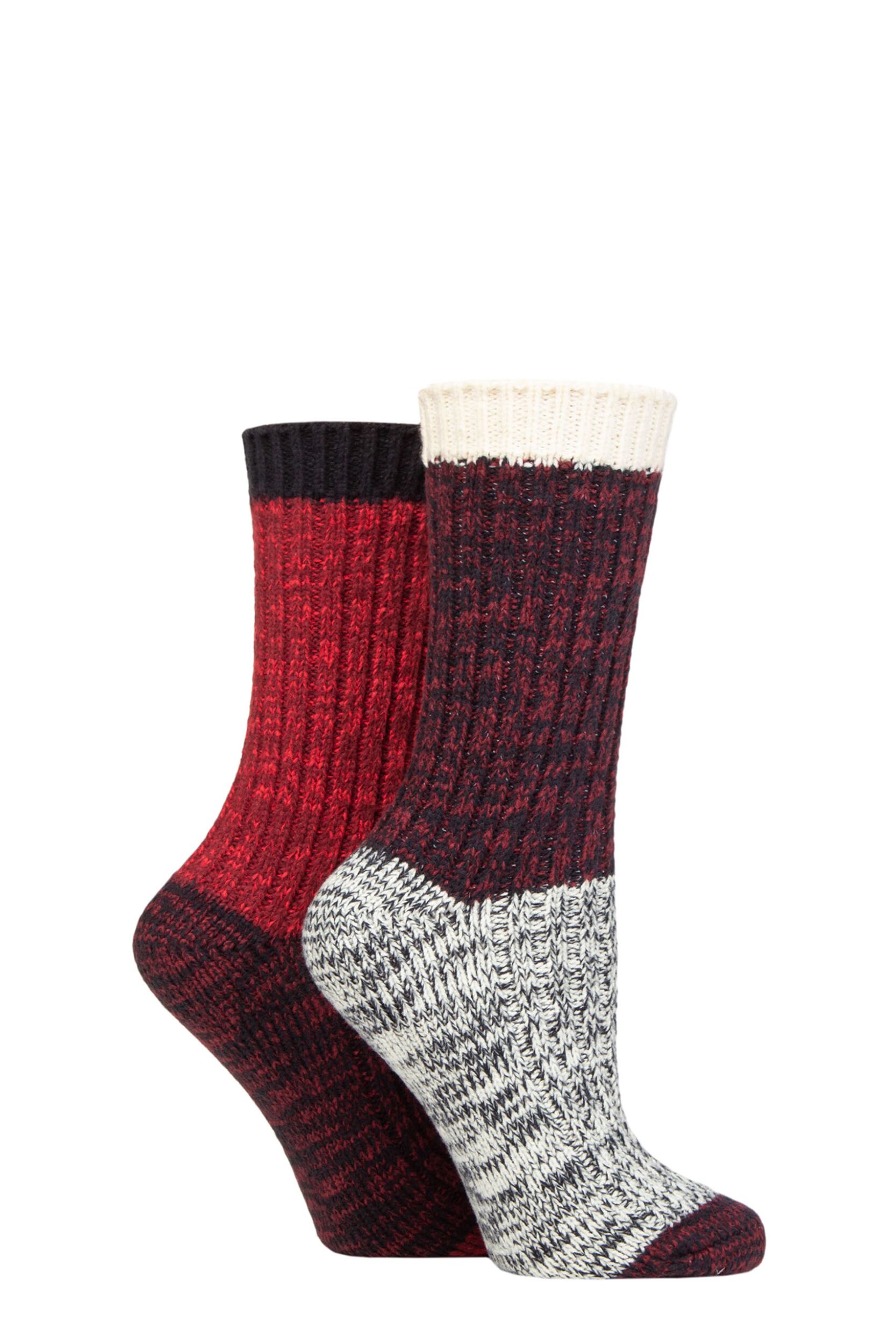 Women's 2 Pair Elle Chunky Ribbed Boot Socks Merlot 4-8