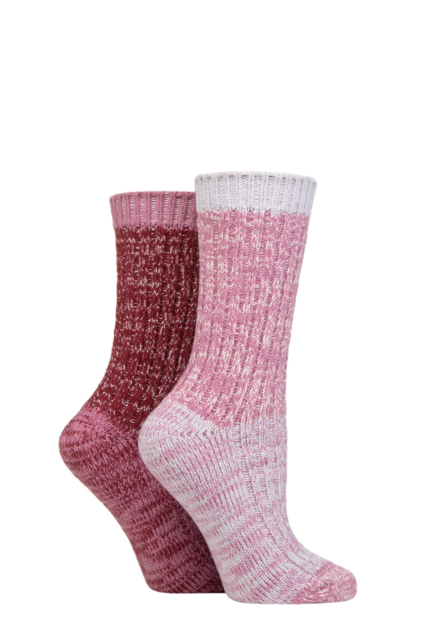 Women's 2 Pair Elle Chunky Ribbed Boot Socks Smokey Pink 4-8