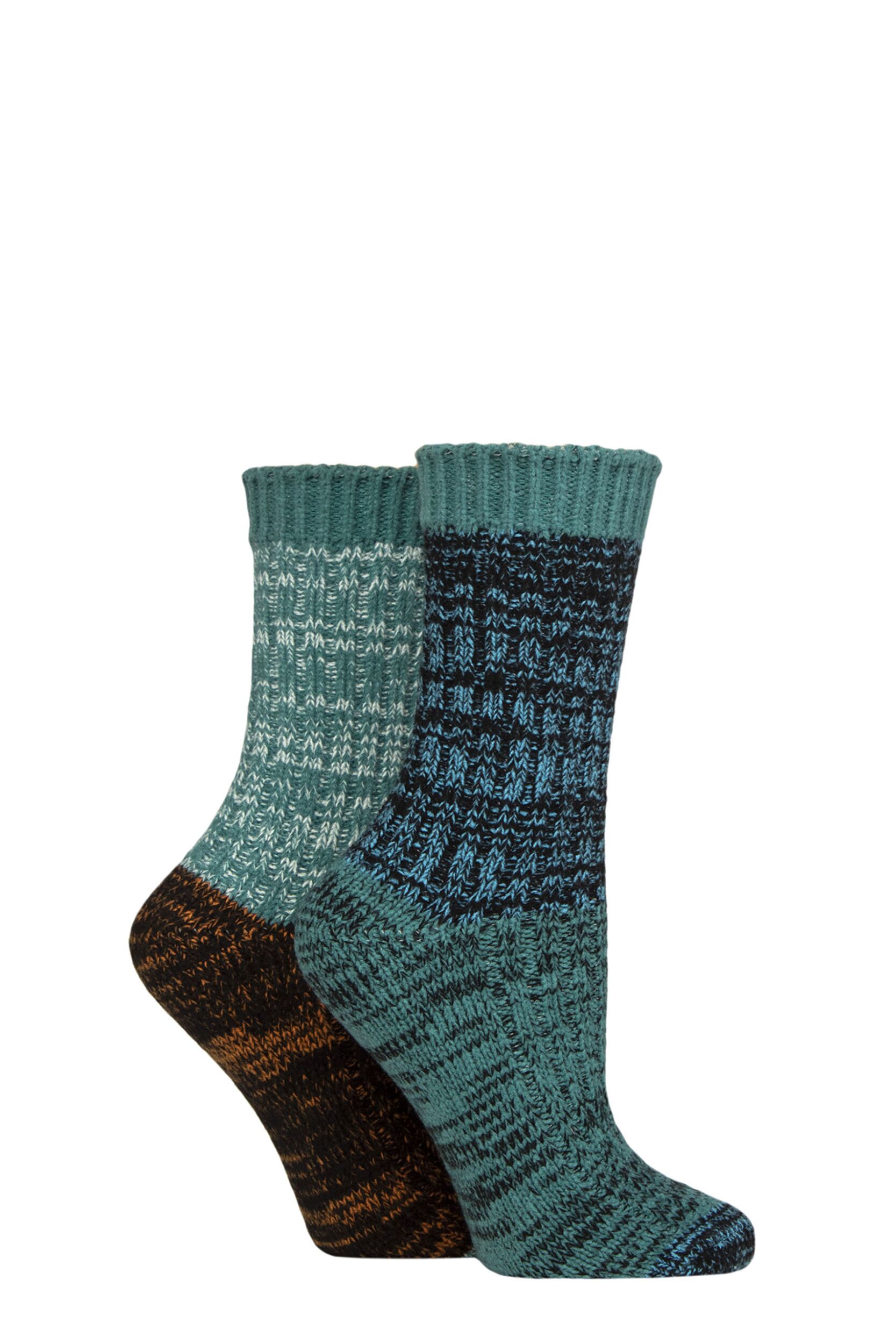Women's 2 Pair Elle Chunky Ribbed Boot Socks Storm 4-8