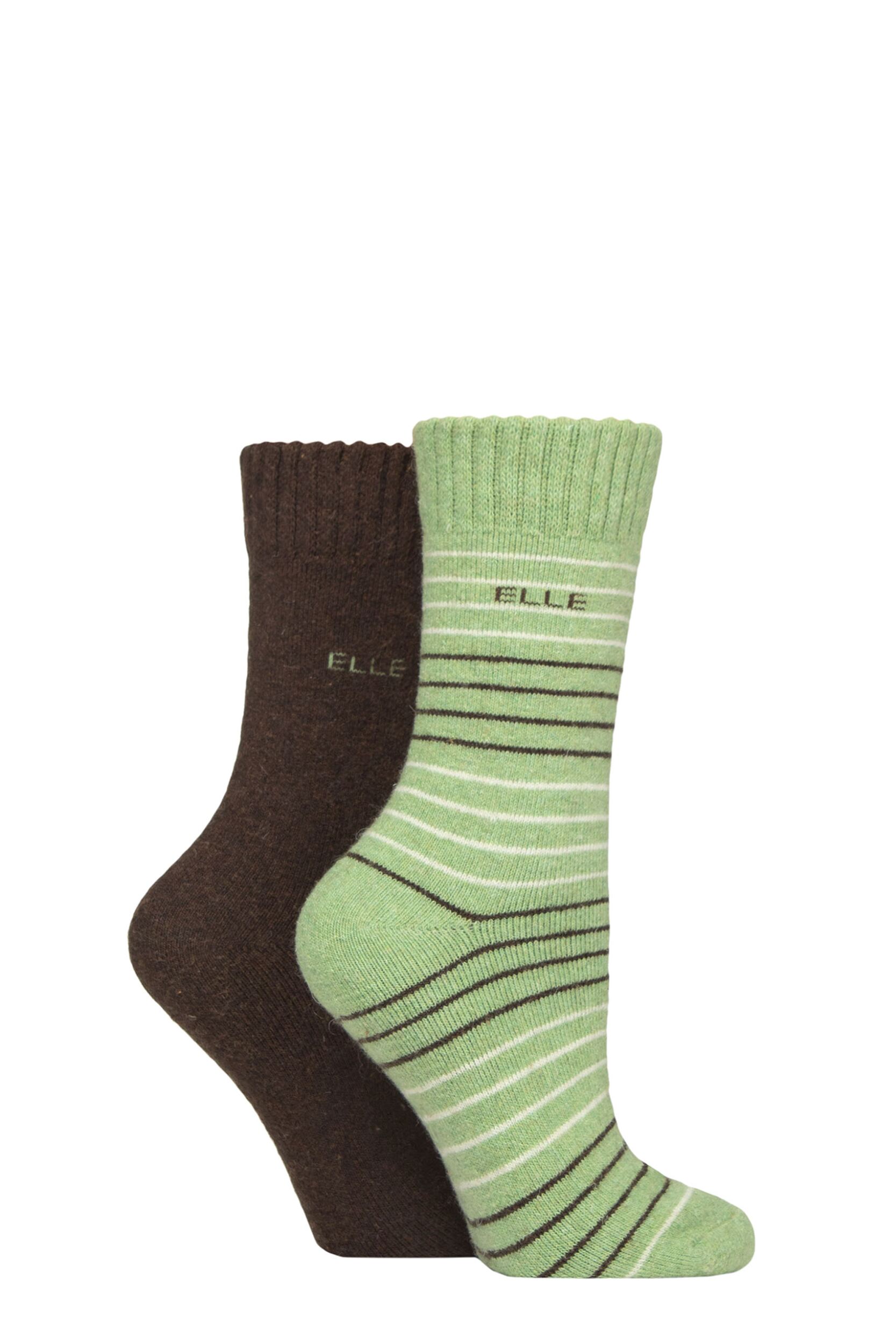 Image of Women's 2 Pair Elle Wool Mix Brushed Inside Boot Socks Forager 4-8