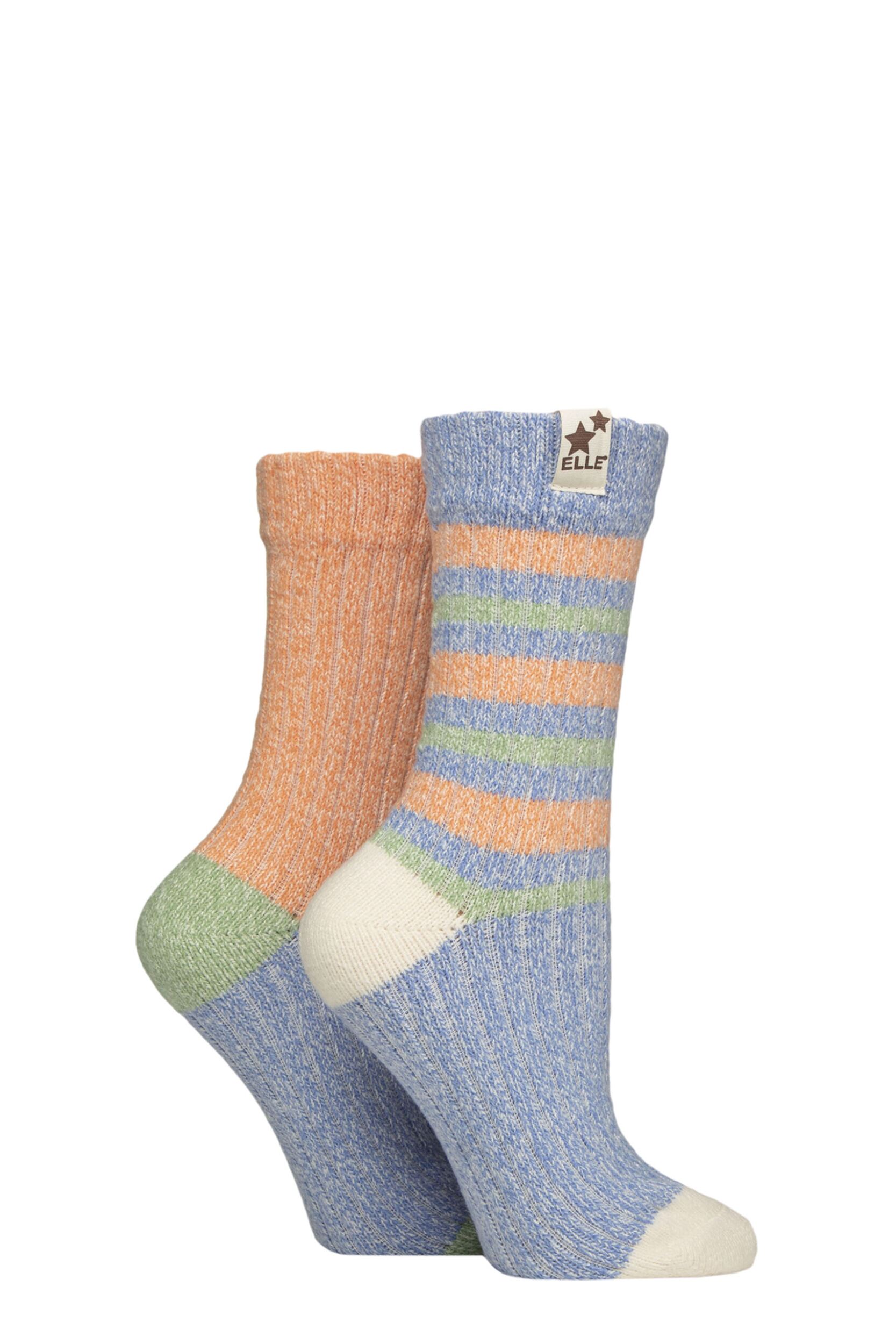 Image of Women's 2 Pair Elle Soft Ribbed Boot Socks Coral Blaze 4-8