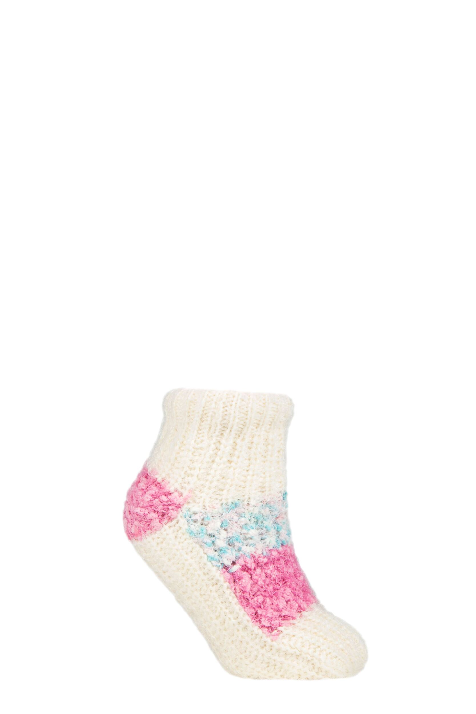Women's 1 Pair Elle Sherpa Lined Slipper Socks Cream 4-8