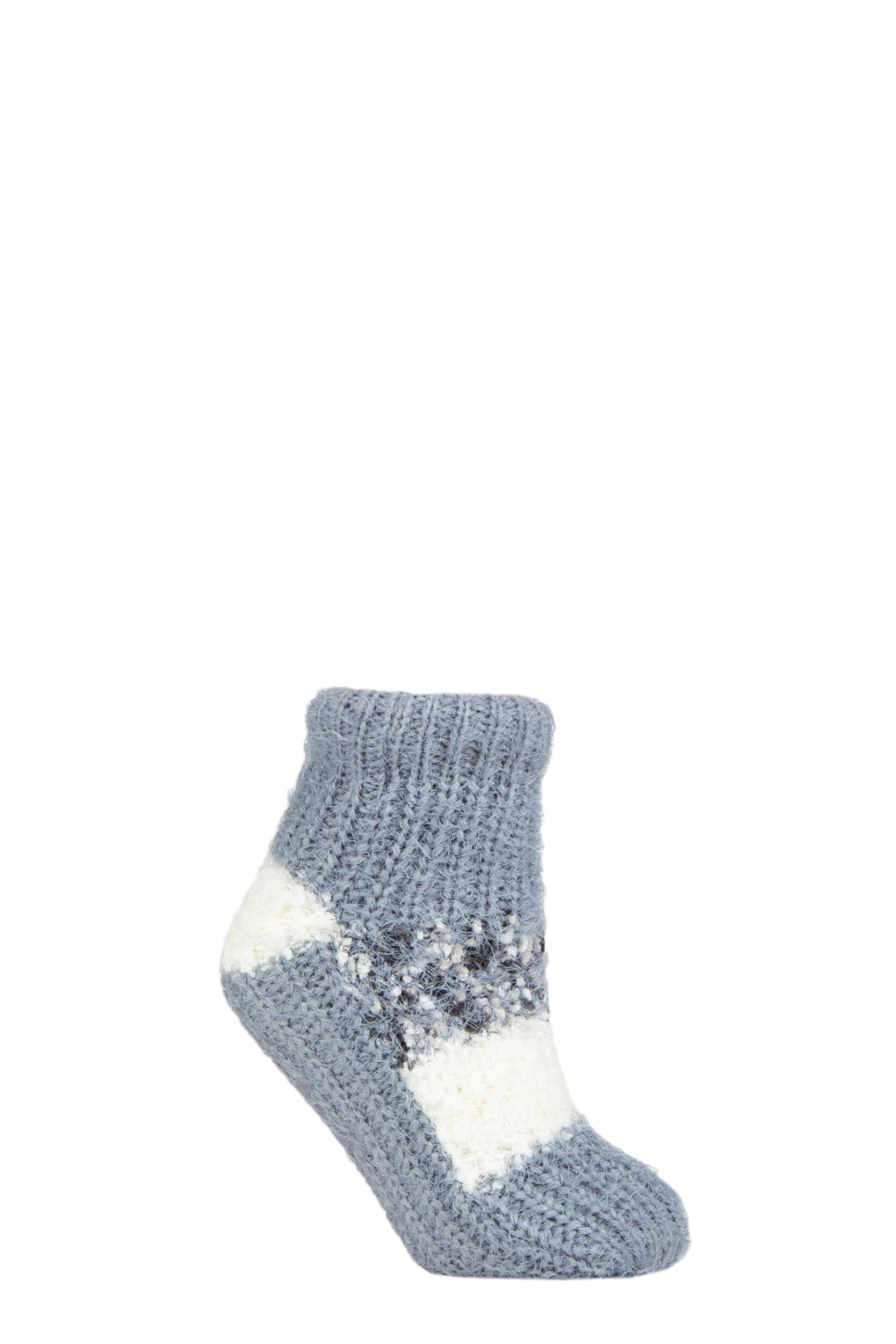 Women's 1 Pair Elle Sherpa Lined Slipper Socks Moon Grey 4-8