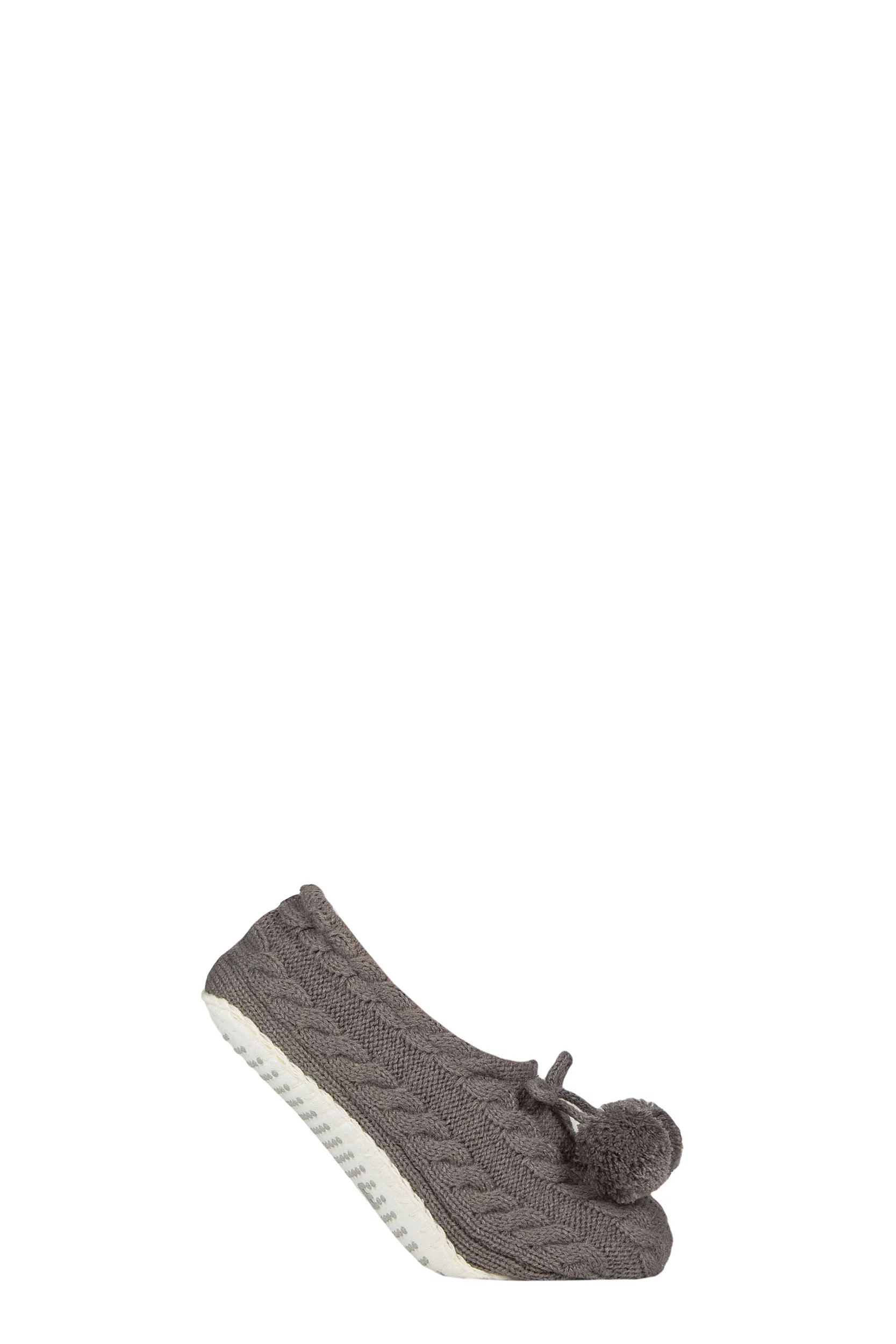 Women's 1 Pair Elle Cable Knit Moccasin Slipper Socks Charcoal