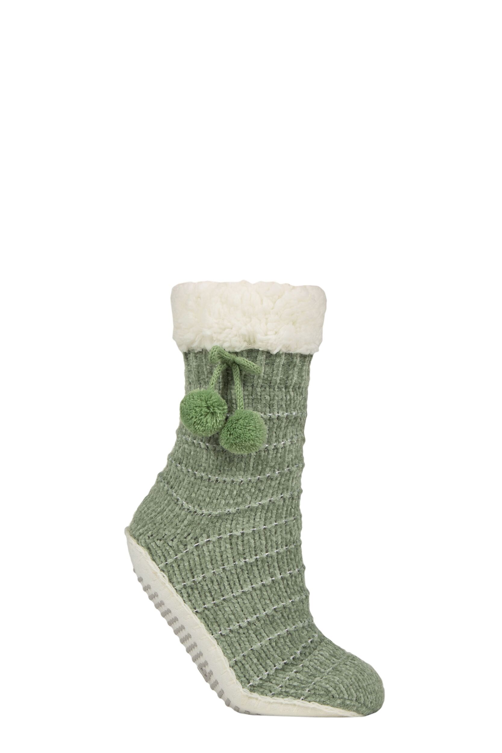 Women's 1 Pair Elle Chenille Slipper Socks with Moccasin Sole Forager 4-8