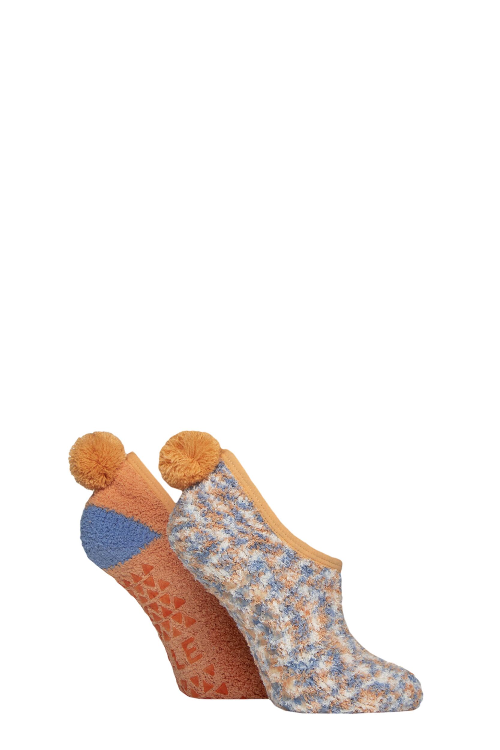Women's 2 Pair Elle Cosy Mary Jane Socks Coral Blaze 4-8