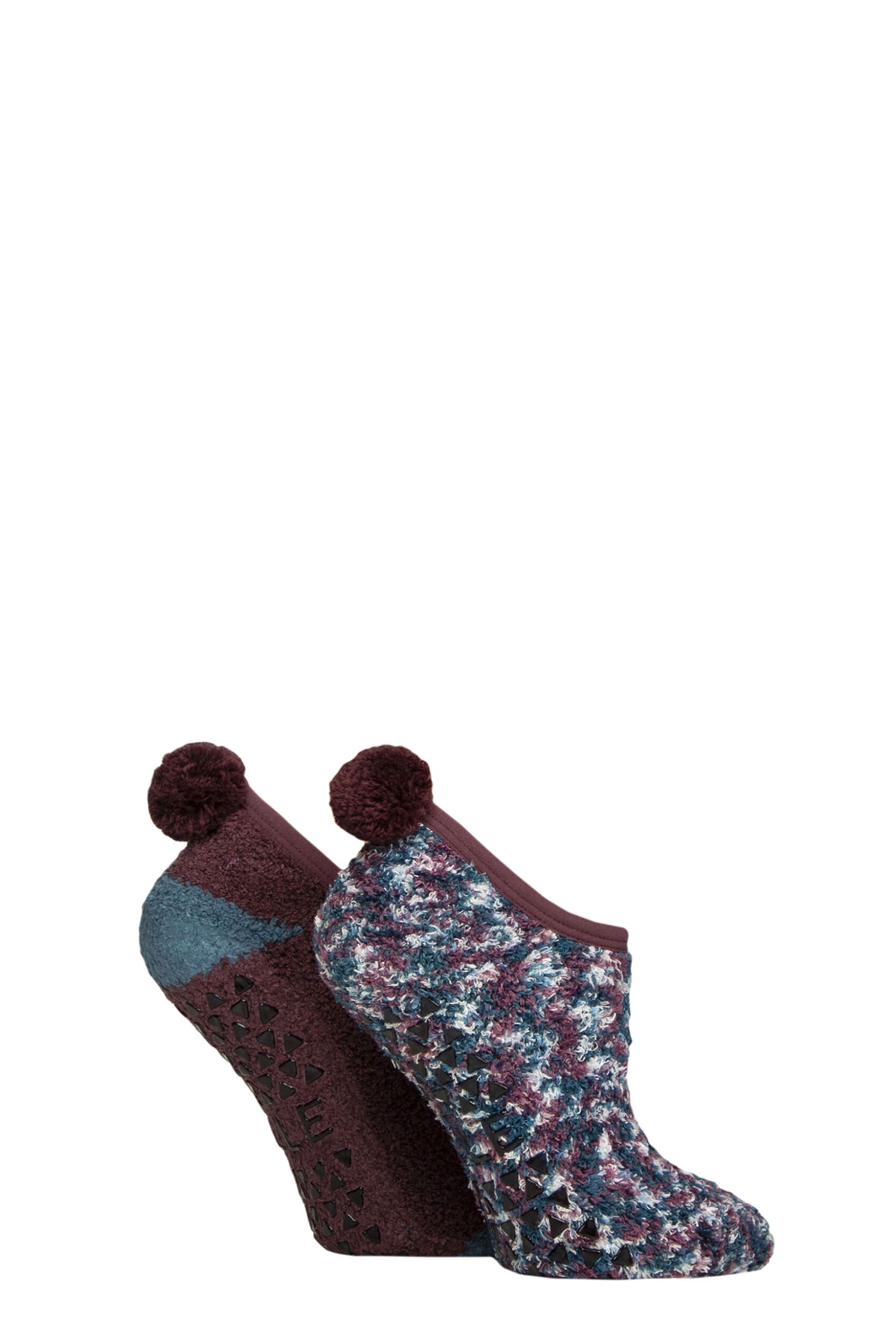 Women's 2 Pair Elle Cosy Mary Jane Socks Blue Coral 4-8