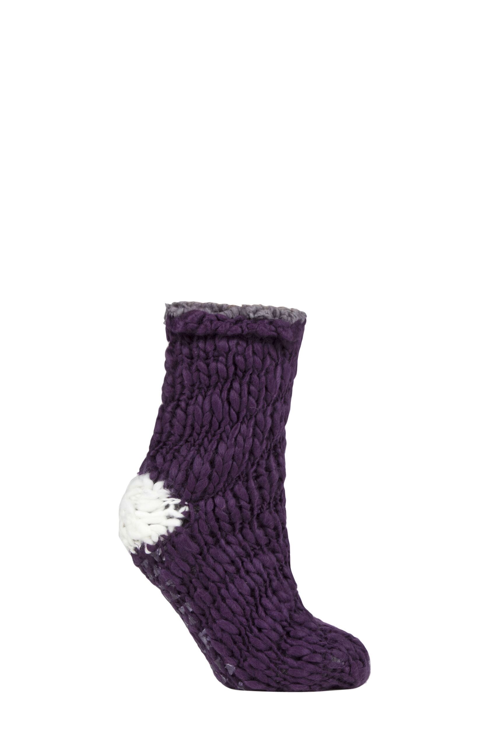 Women's 1 Pair Elle Soft Hand Knitted Slipper Socks Blackbird 4-8 Ladies