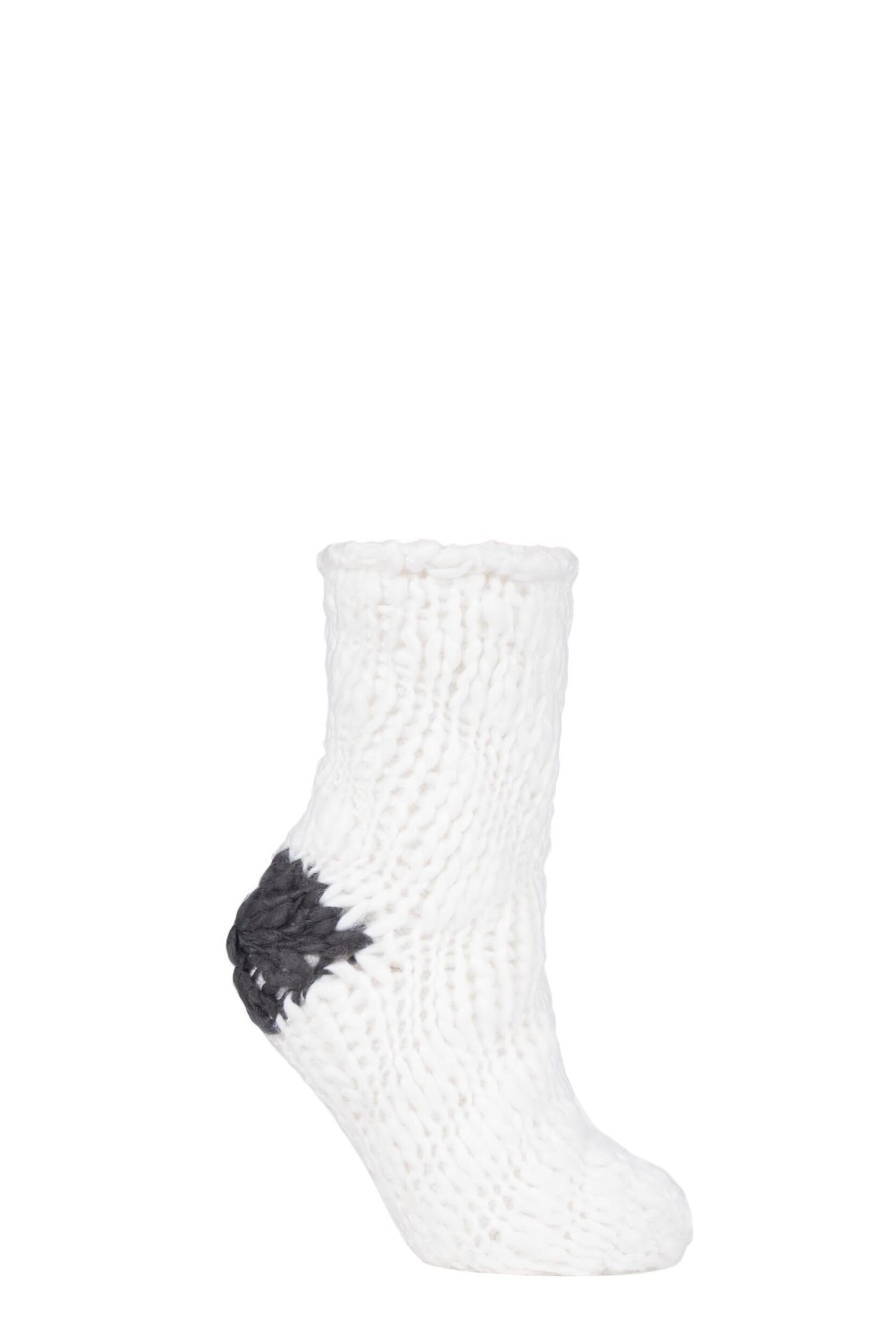 1 Pair Moon Glow Soft Hand Knitted Slipper Socks Ladies 4-8 Ladies - Elle