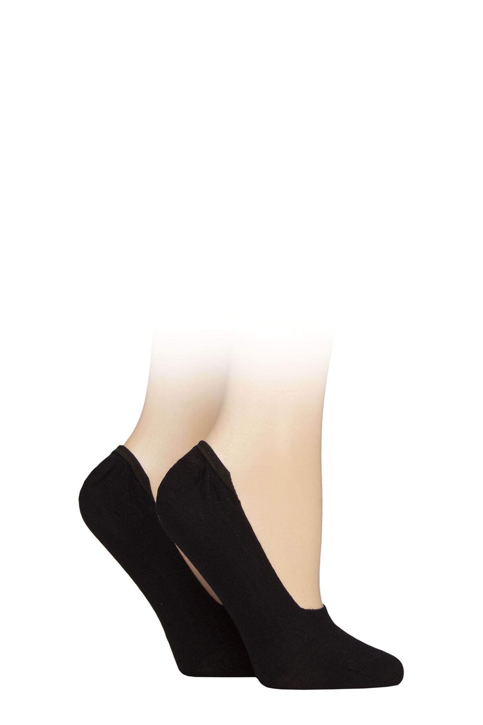 Image of 2 Pair Black Bamboo Seamless Shoe liners with Silicone Heel Grips Ladies 4-8 Ladies - Elle