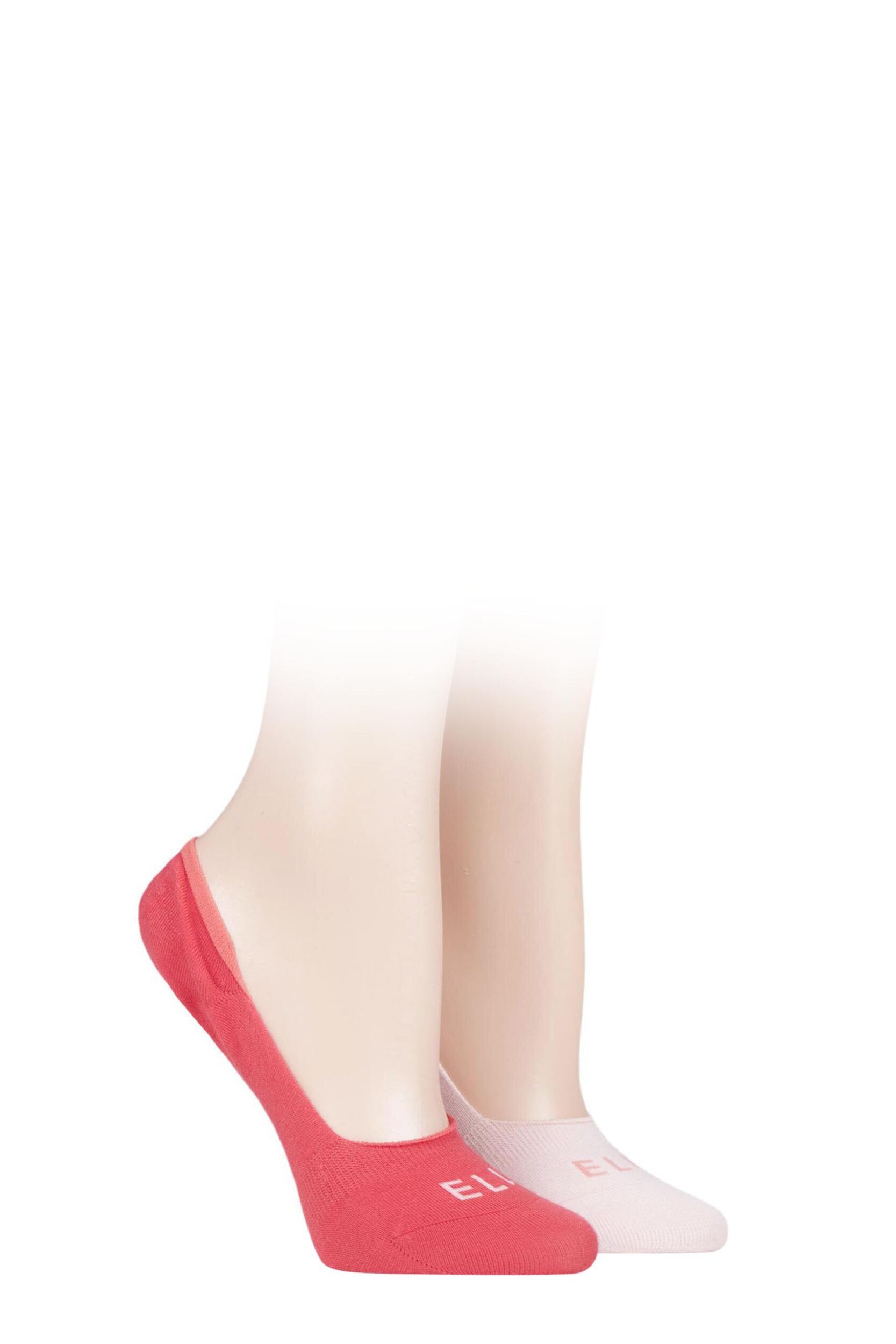 2 Pair Strawberry Sorbet Bamboo Seamless Shoe liners with Silicone Heel Grips Ladies 4-8 Ladies - Elle