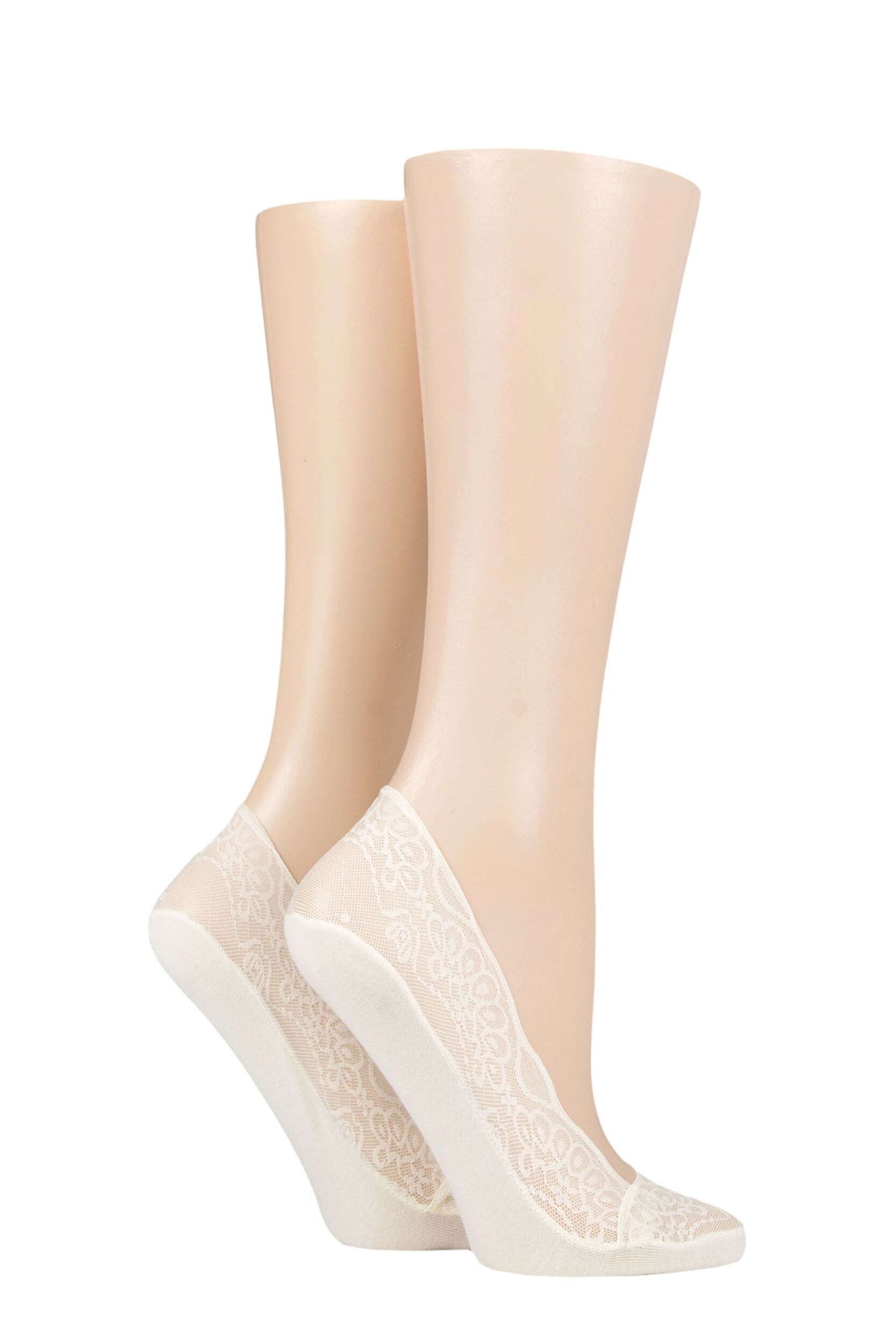 Image of Ladies  Pair Elle Lace Shoe Liner Socks with Grip Cream - Ladies