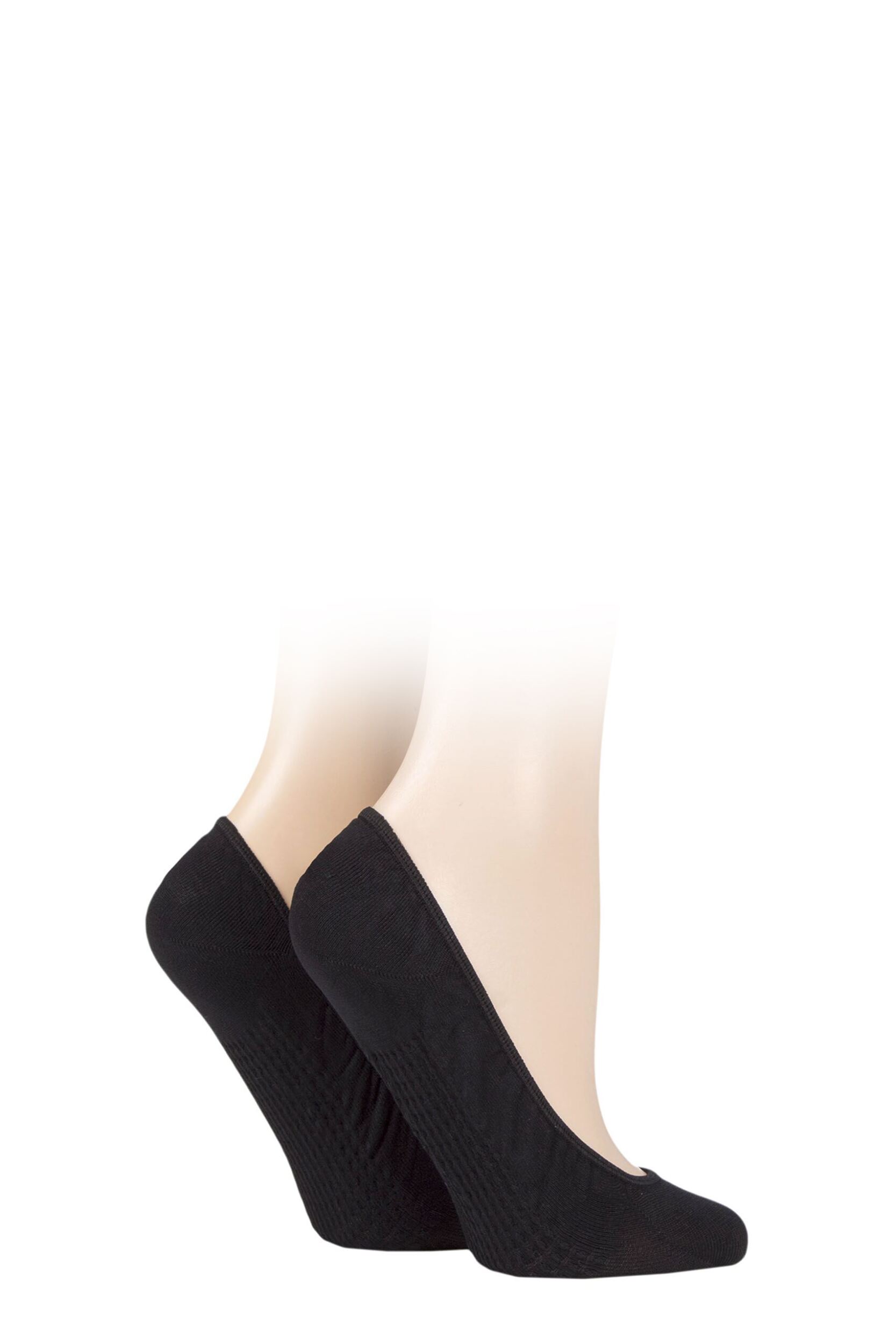 Women's 2 Pair Elle Cushioned Sole Shoe Liners Black 4-8 Ladies