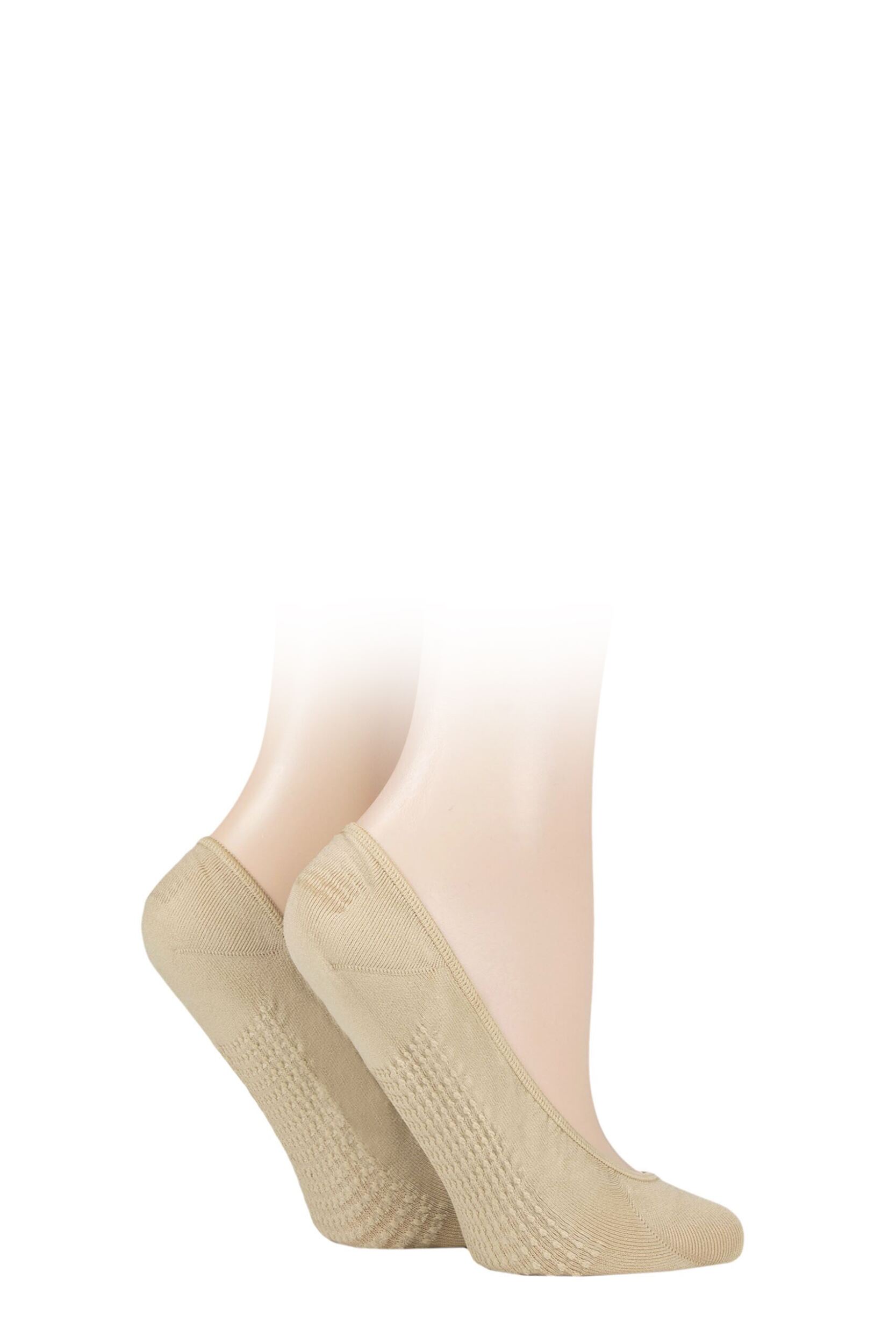 Women's 2 Pair Elle Cushioned Sole Shoe Liners Natural 4-8 Ladies