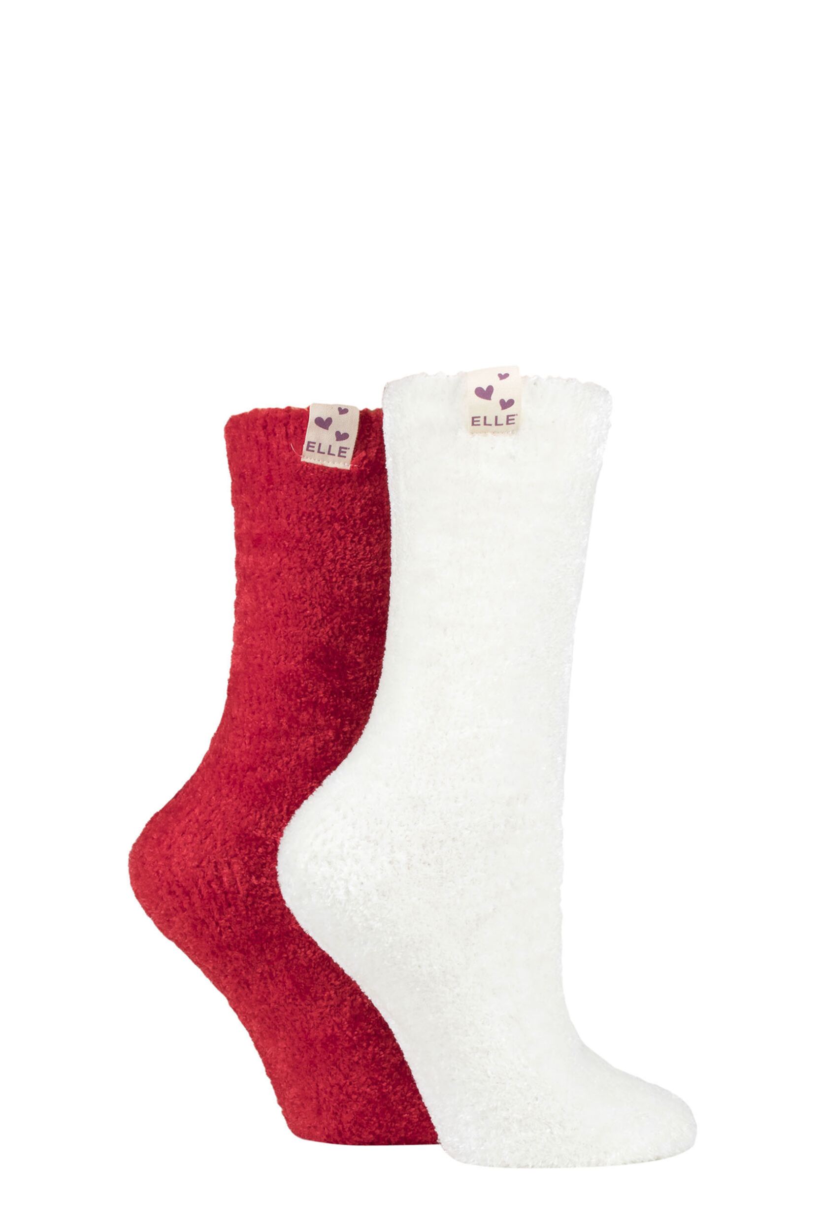 Women's 2 Pair Elle Chenille Leisure Socks Cranberry 4-8 Ladies