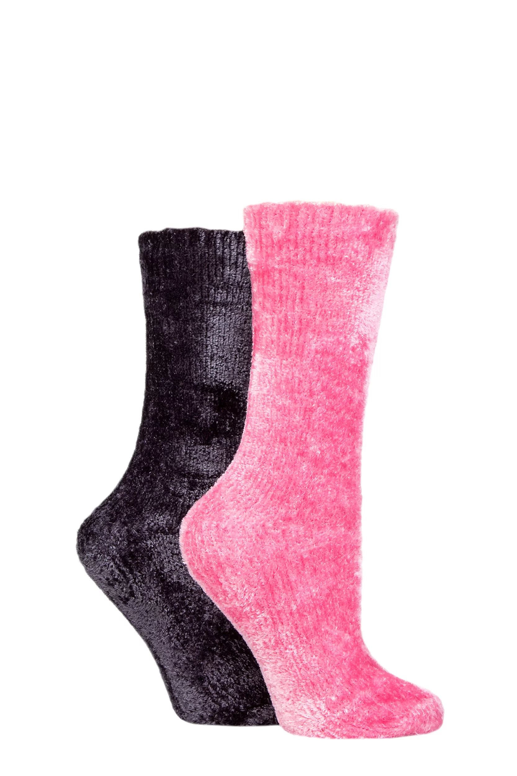 Women's 2 Pair Elle Chenille Leisure Socks Rose / Charcoal 4-8 Ladies