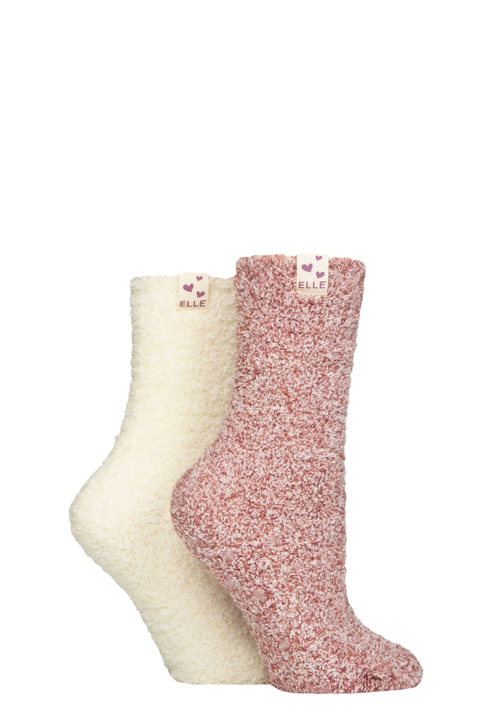 Women's 2 Pair Elle Cosy Bed & Slipper Socks Cinnamon 4-8 Ladies