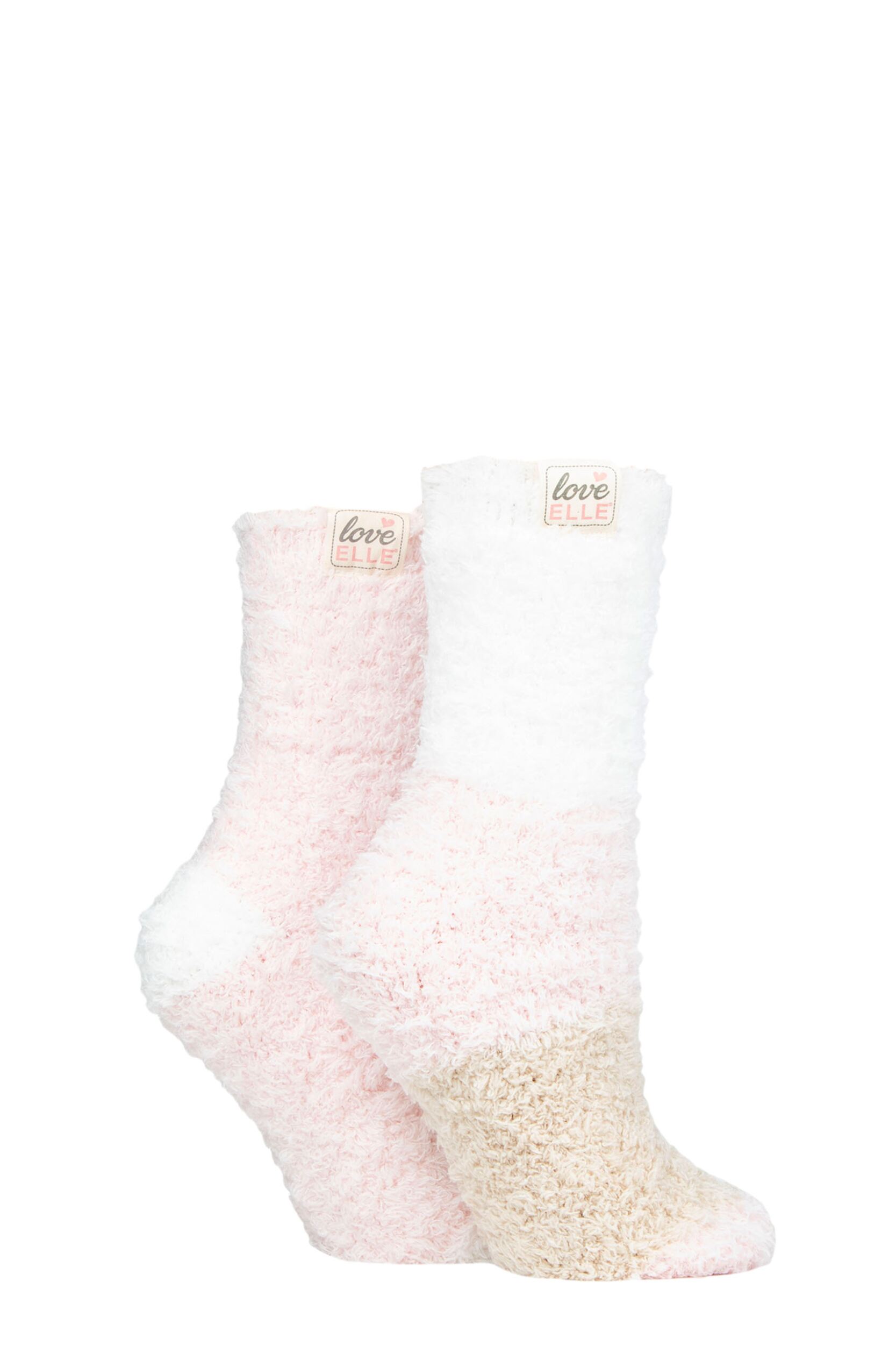 Women's 2 Pair Elle Fluffy and Cosy Blissful Bed Time Socks Shetland Broad 4-8 Ladies