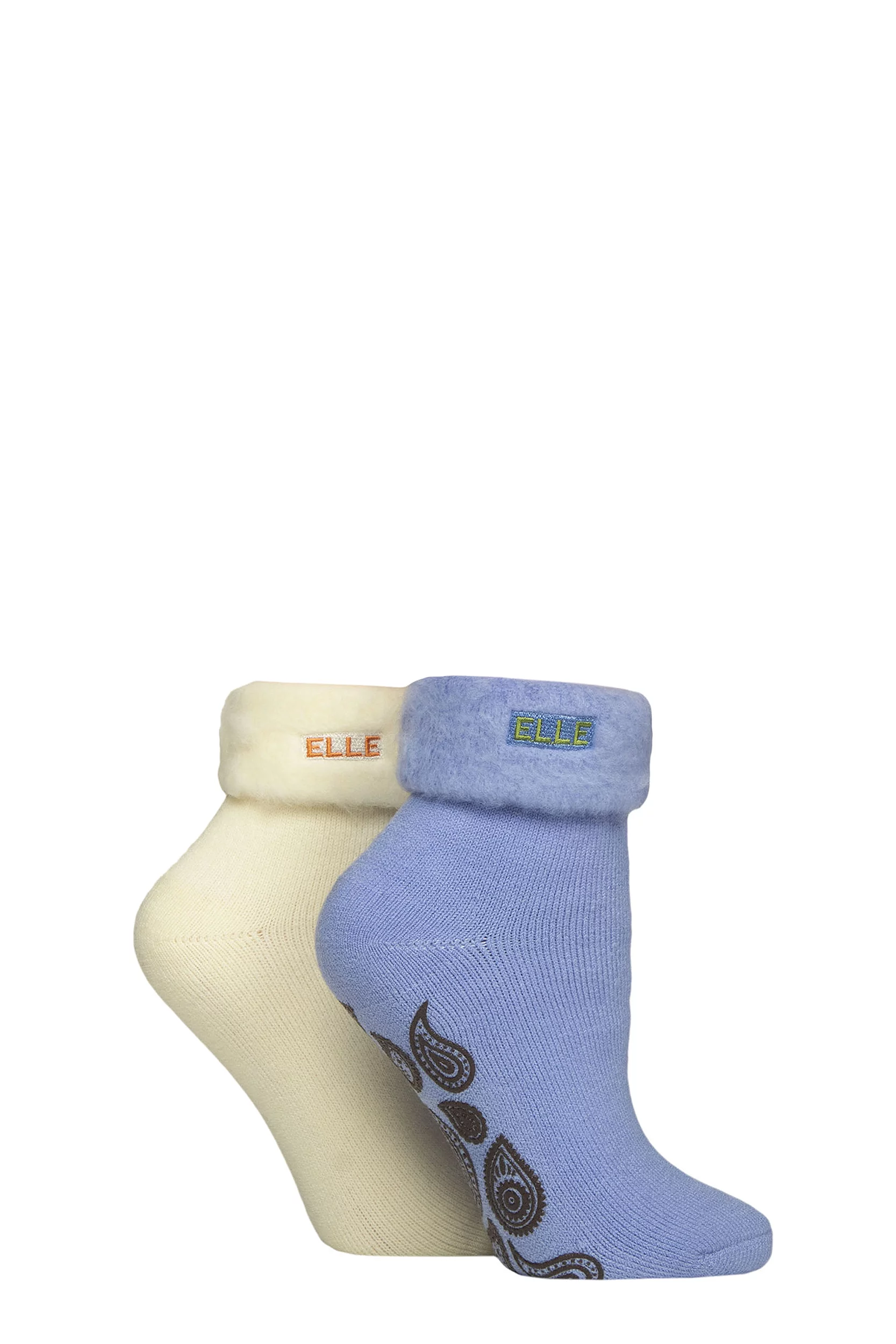 Women's 2 Pair Elle Thermal Bed and Slipper Socks Powder Blue 4