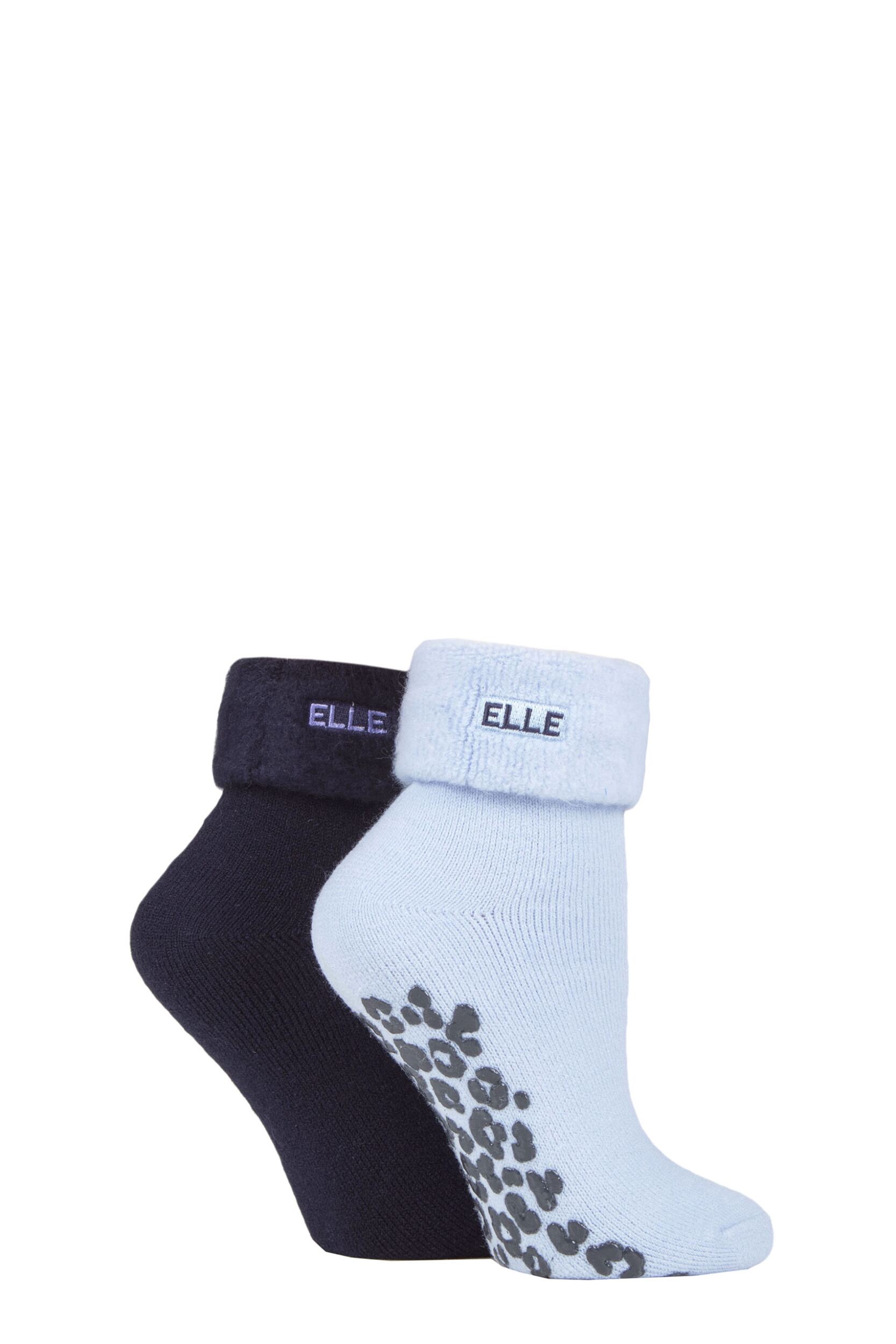 Ladies 2 Pair Elle Thermal Bed and Slipper Socks 