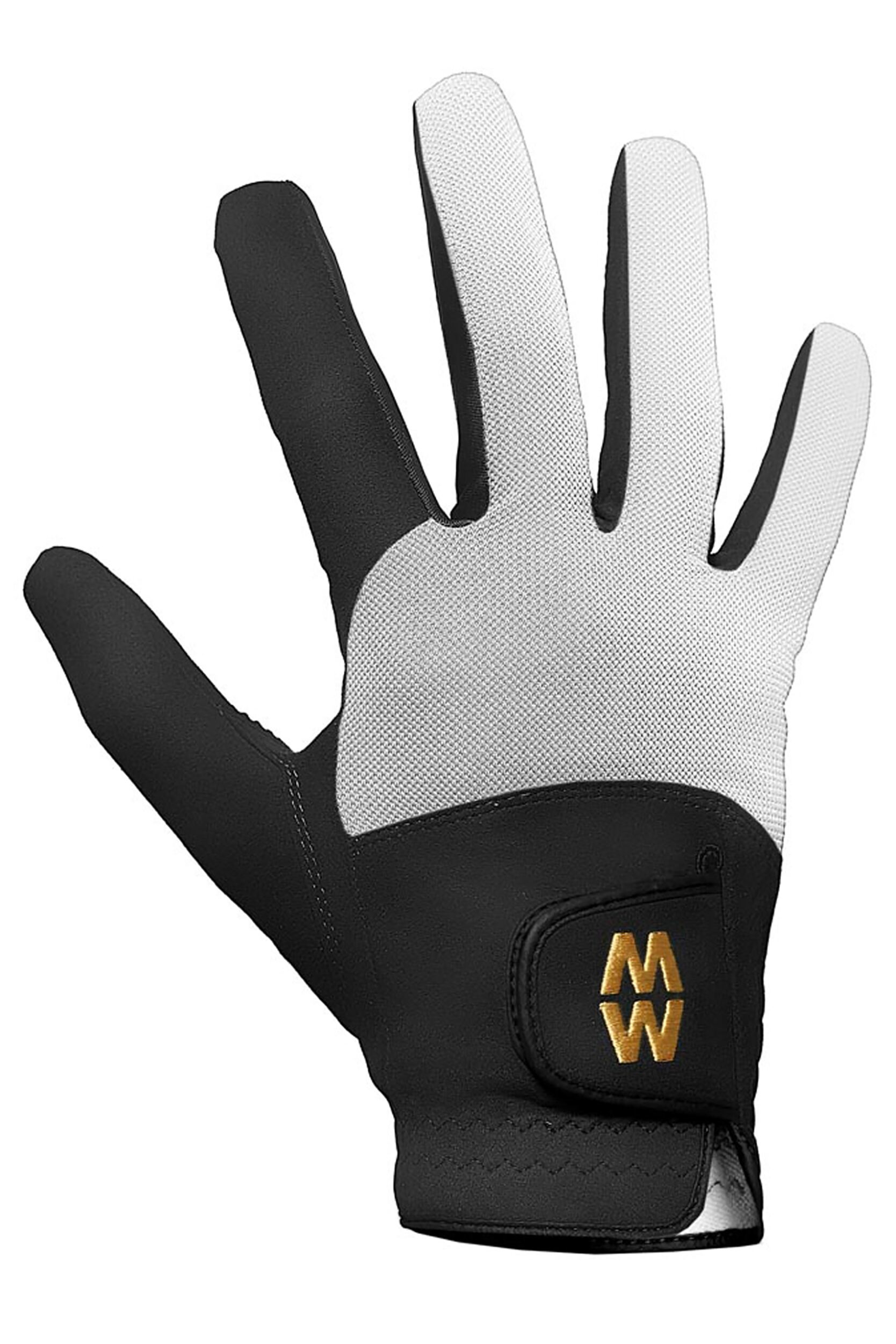 1 Pair Black / White MacWet Short Mesh Sports Gloves Unisex 7 Unisex - Macwet