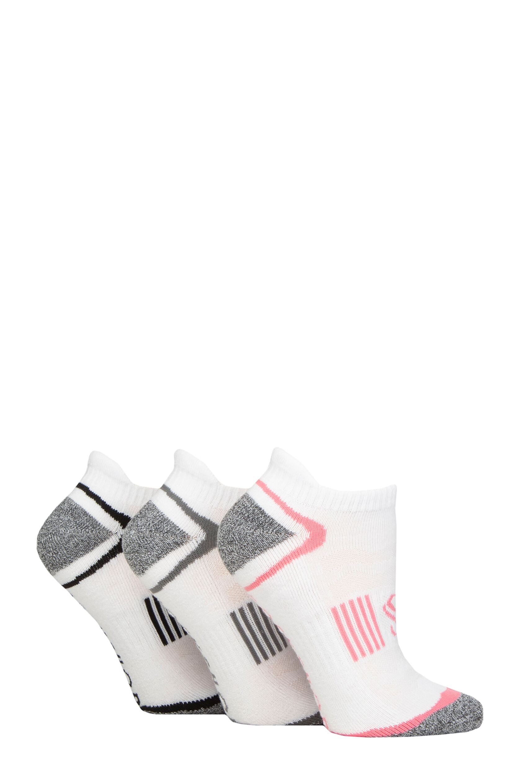 Women's 3 Pair SOCKSHOP Performance Sport Half Cushioned Tech Trainer Socks White 4-8