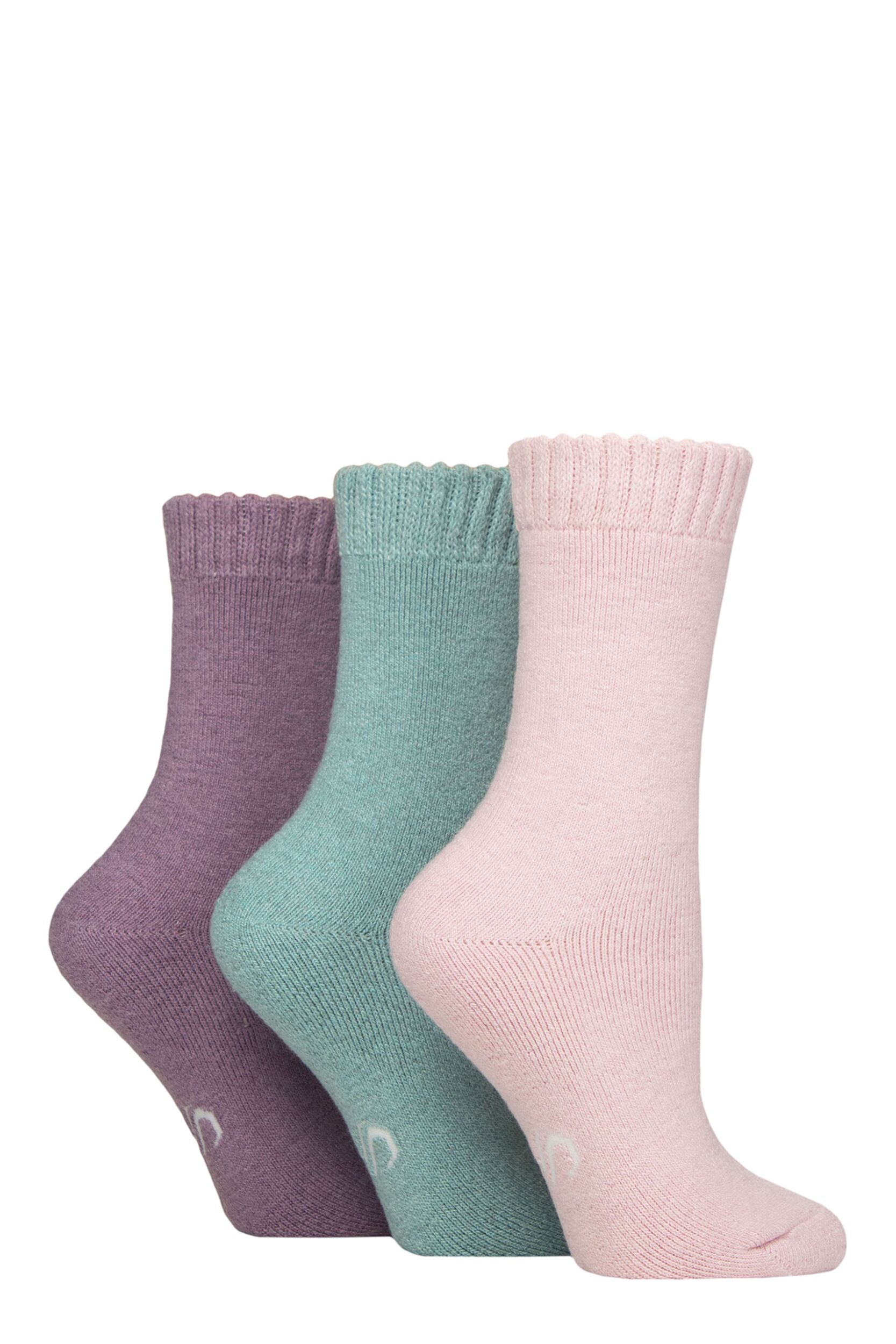 Women's 3 Pair SOCKSHOP Wool Blend Thermal Socks Mint / Blush / Lilac 4-8