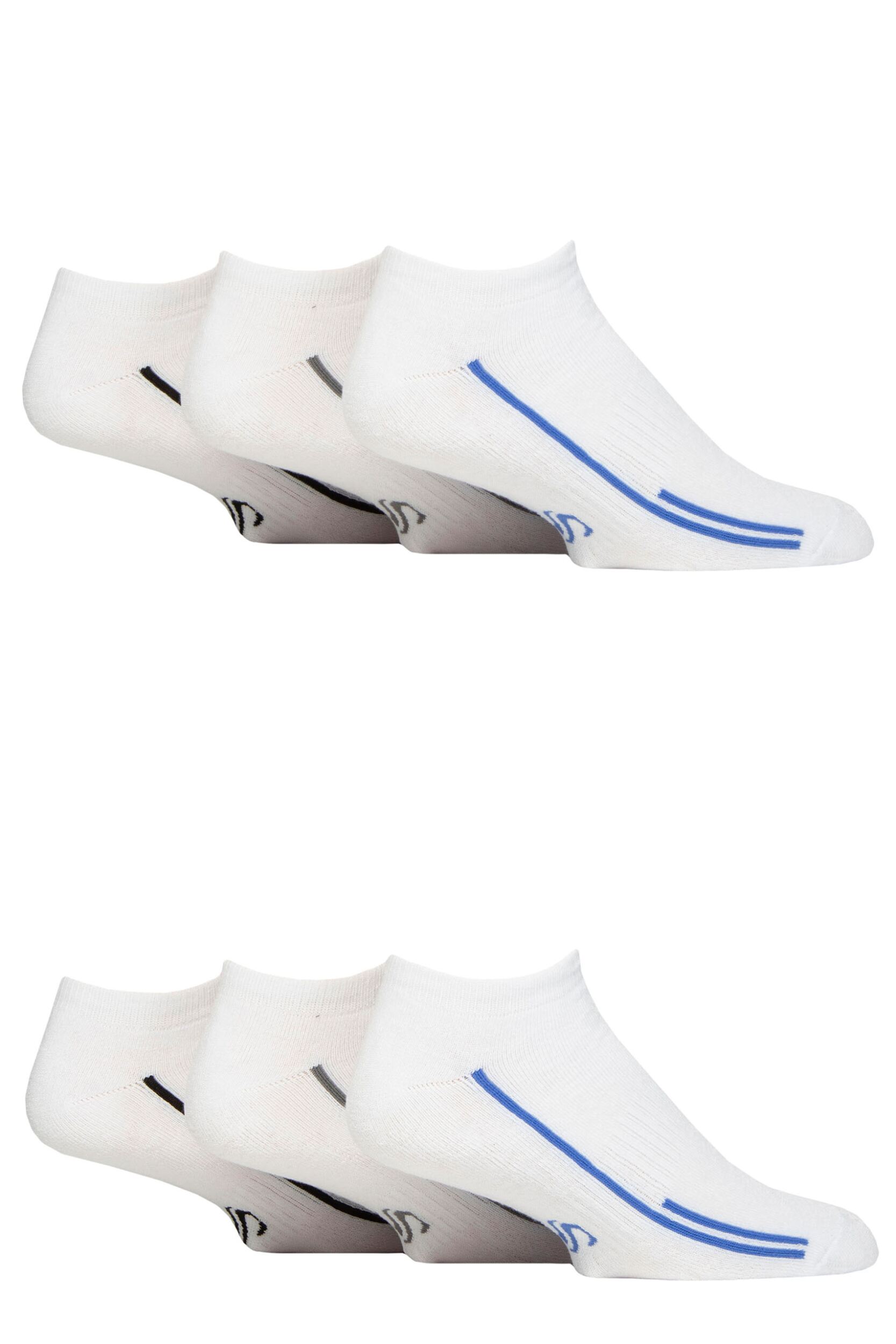Mens 6 Pair SOCKSHOP Performance Sport Cushioned Trainer Socks White 7-11 Mens