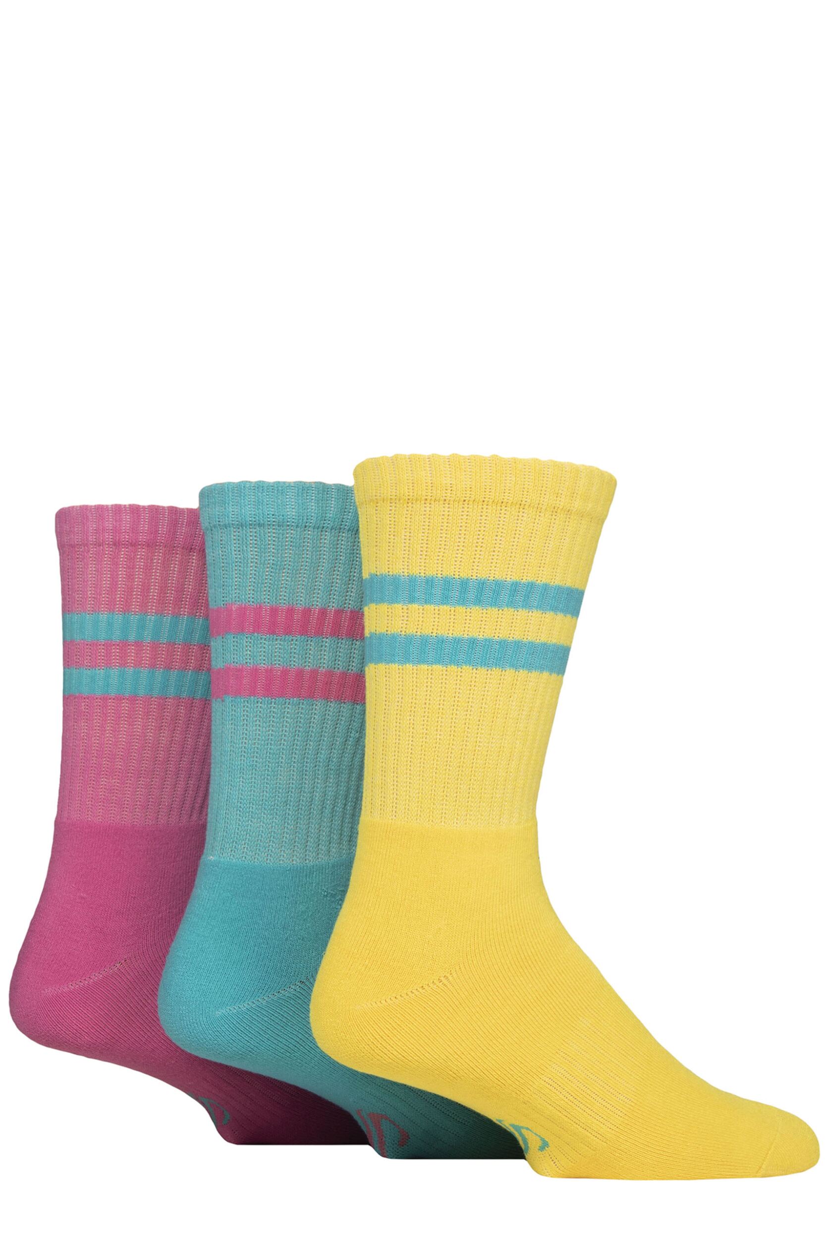 Image of Mens 3 Pair SOCKSHOP Performance Leisure Socks Bubblegum / Marine / Lemon 7-11 Mens