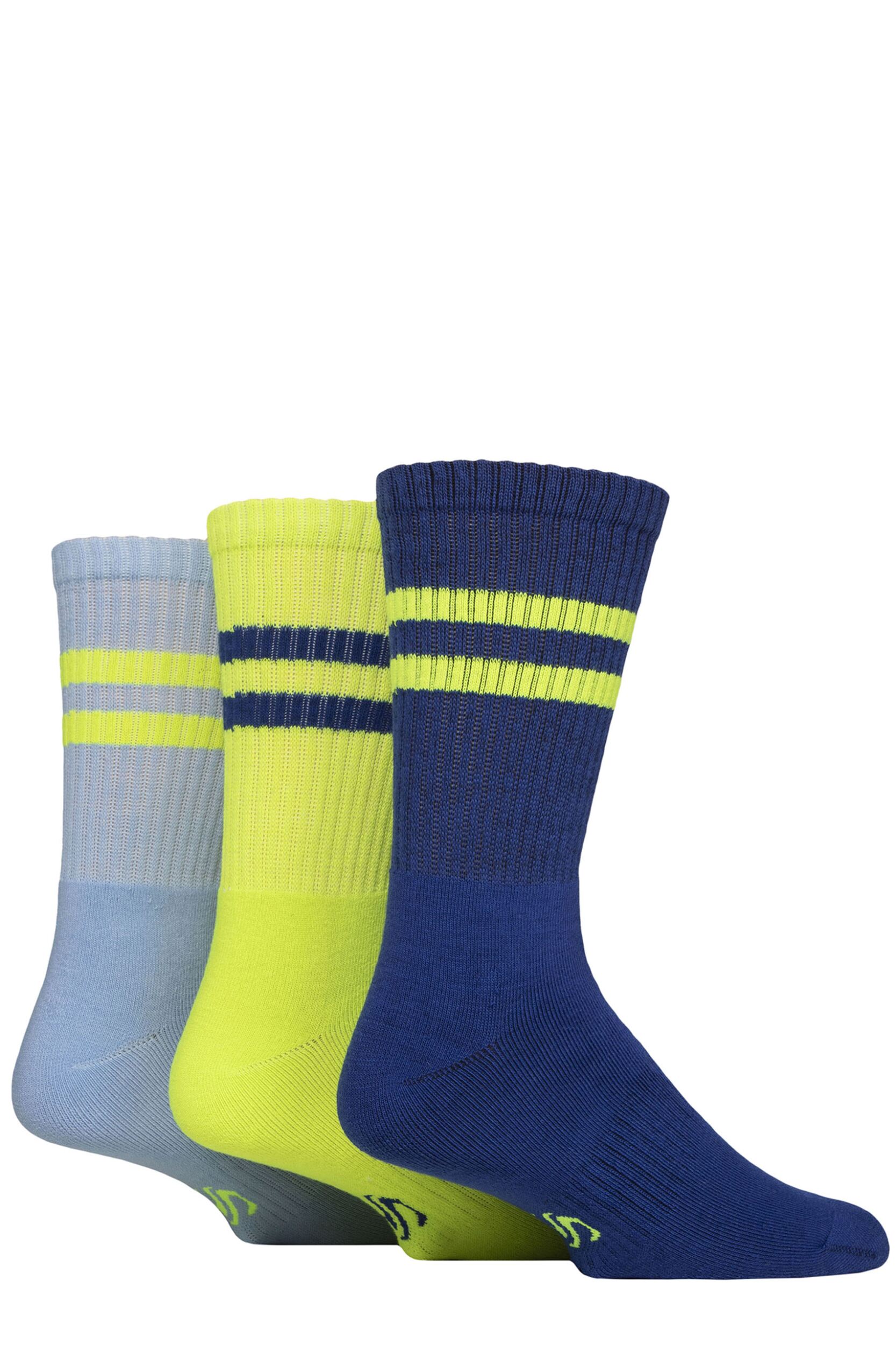 Image of Mens 3 Pair SOCKSHOP Performance Leisure Socks Navy / Lime / Steel 7-11 Mens