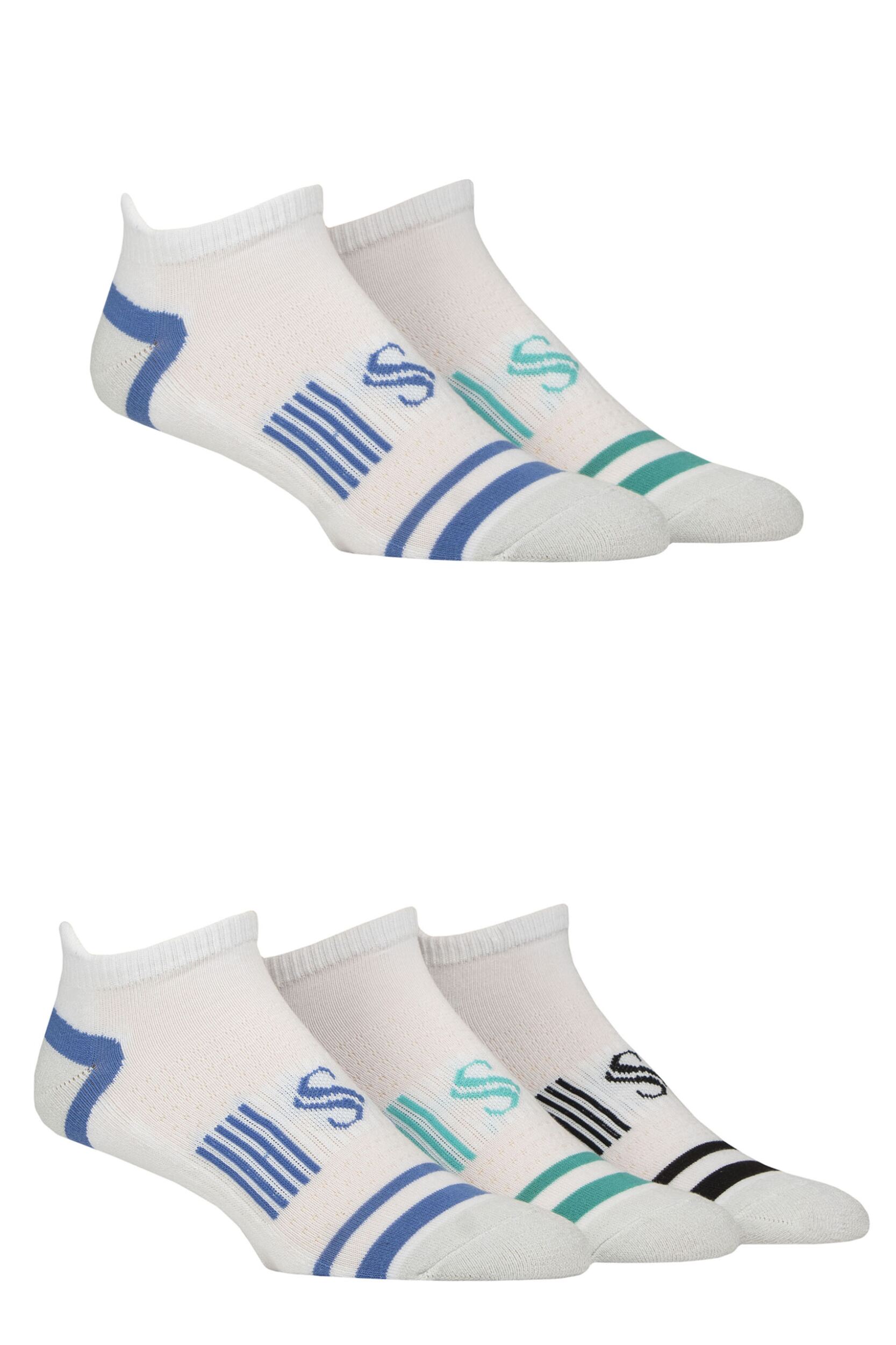 Mens 5 Pair SOCKSHOP Sport Performance Technical Socks White 7-11 Mens
