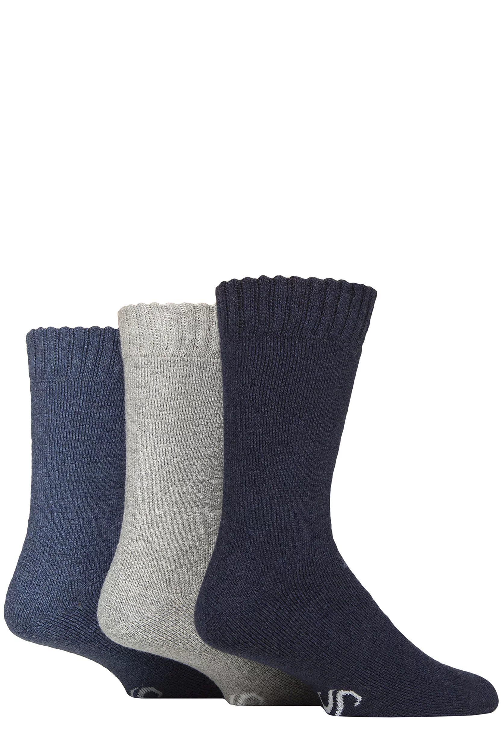 Mens 3 Pair SOCKSHOP Wool Blend Thermal Socks Blue / Grey / Navy 6