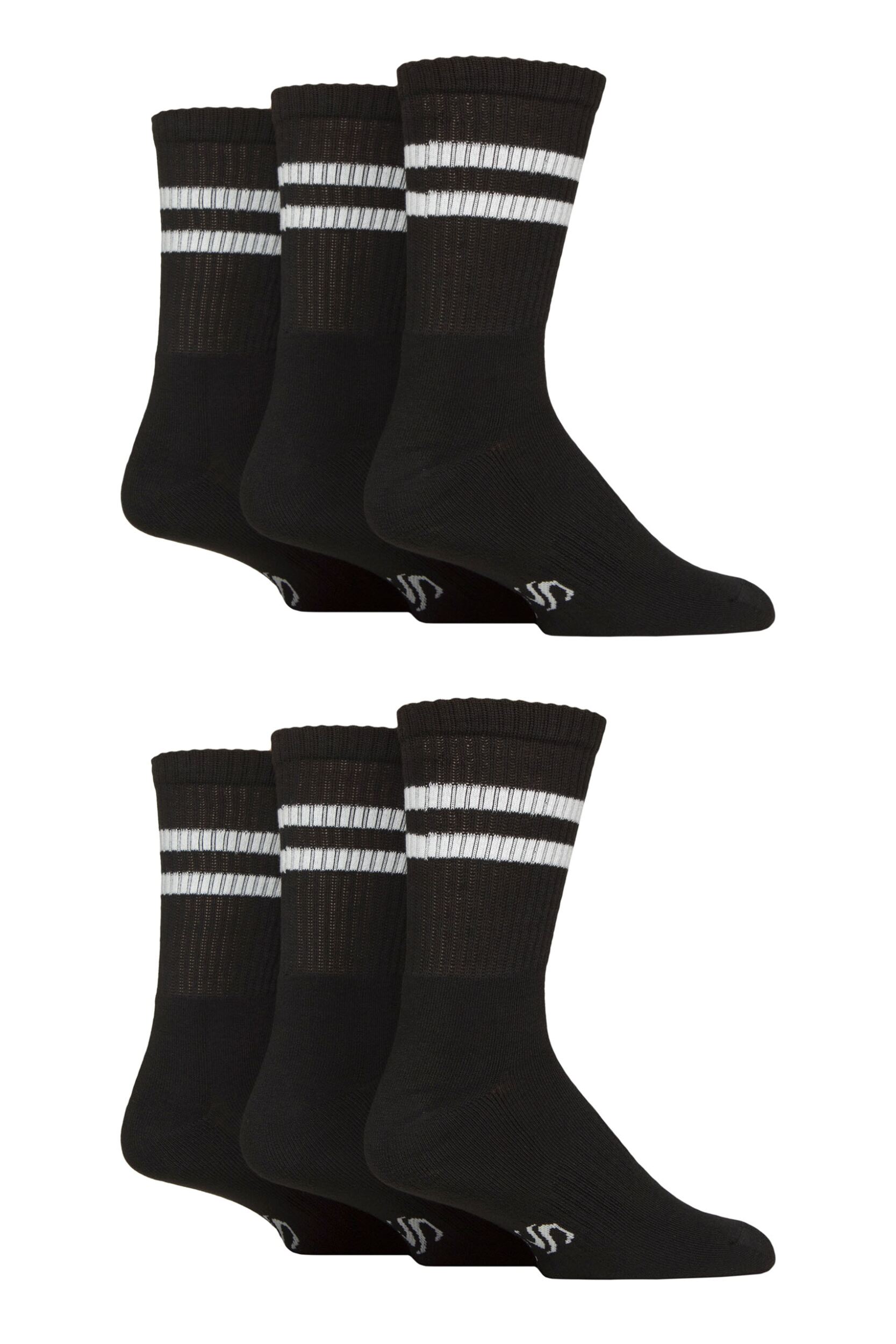 Mens 6 Pair SOCKSHOP Sport and Leisure Crew Socks Black 7-11 Mens