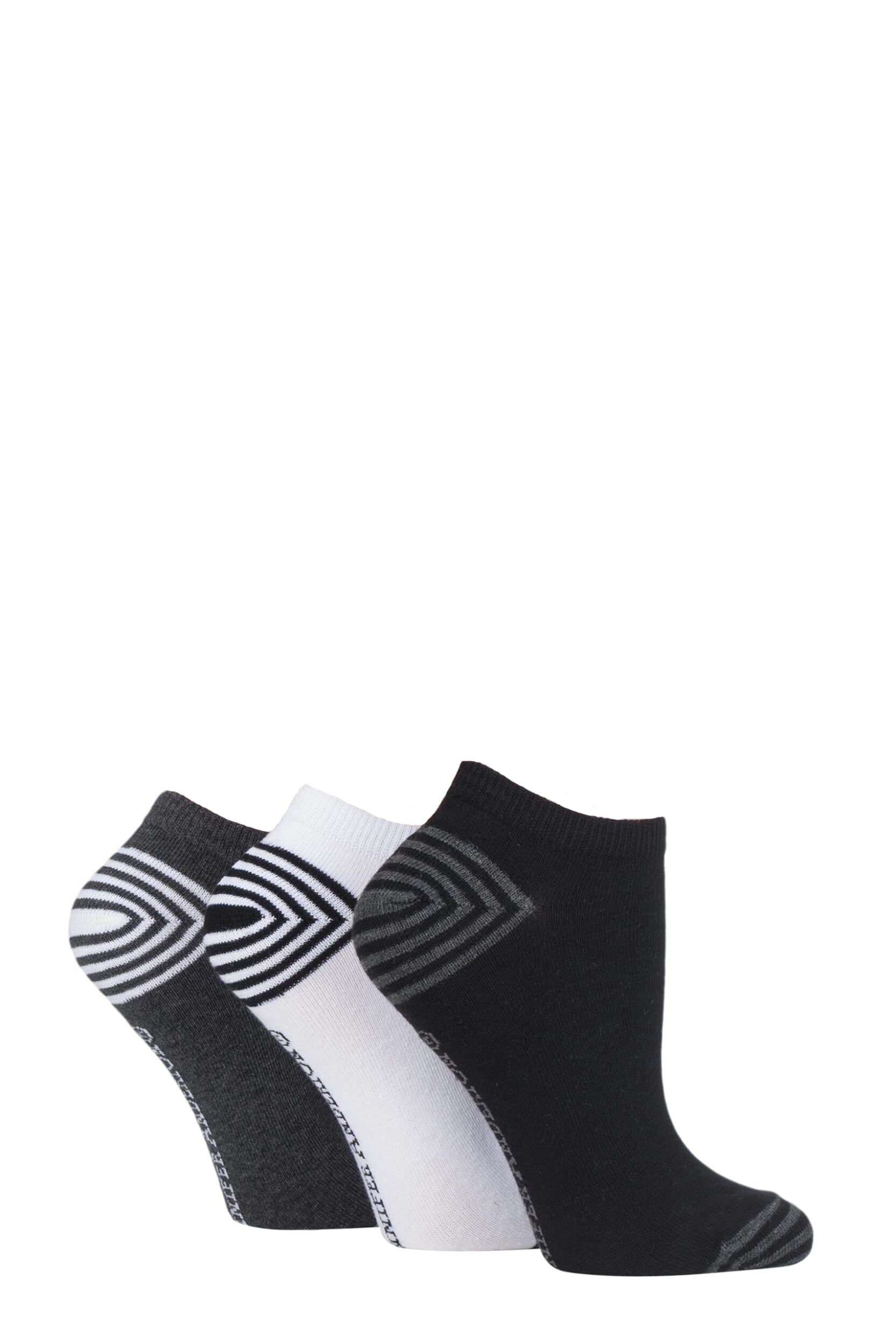 3 Pair Monochrome Plain Cotton Trainer Socks Ladies 4-8 Ladies - Jennifer Anderton