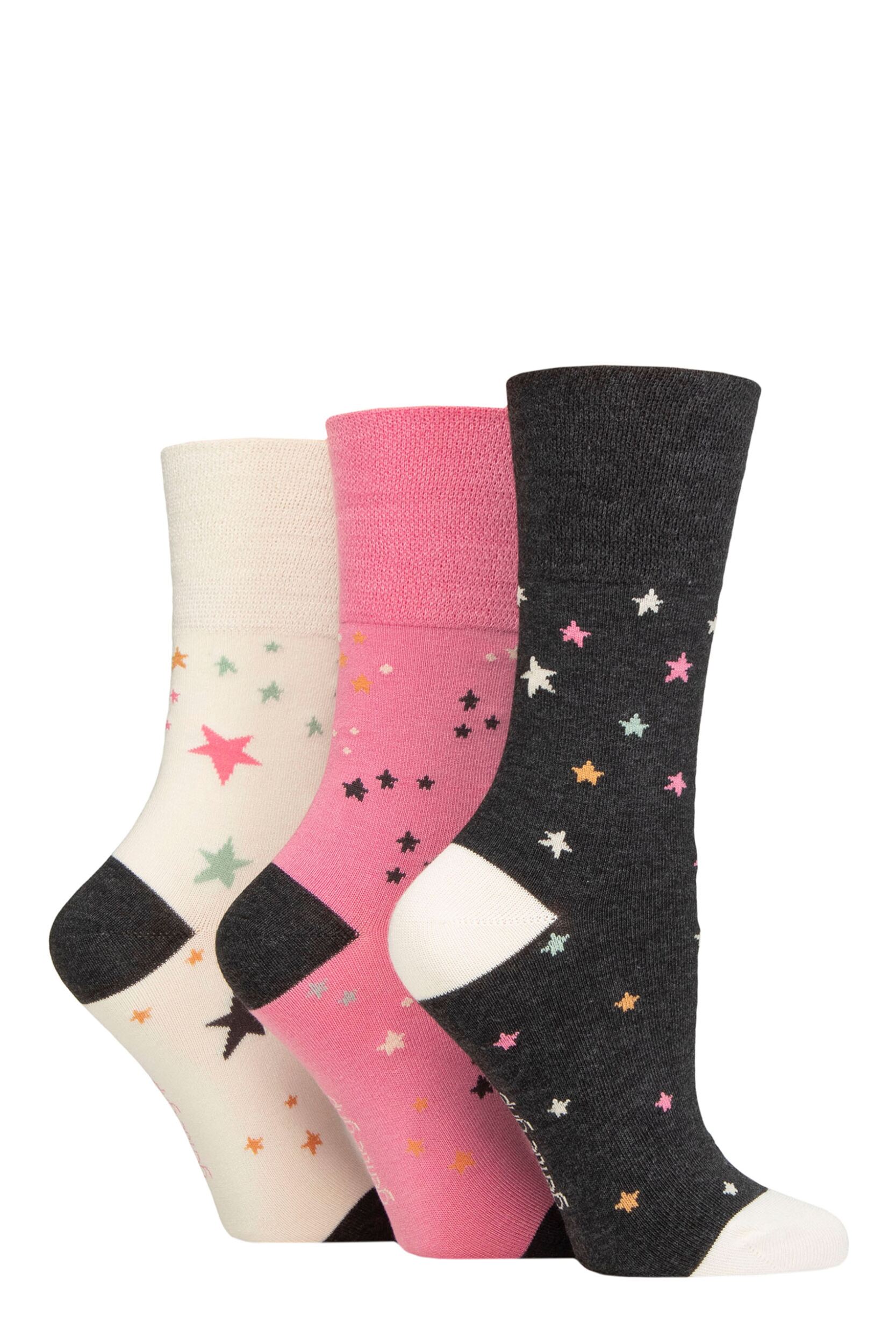 Women’s 3 Pair Gentle Grip Patterned Bamboo Socks Starry Night 4-8