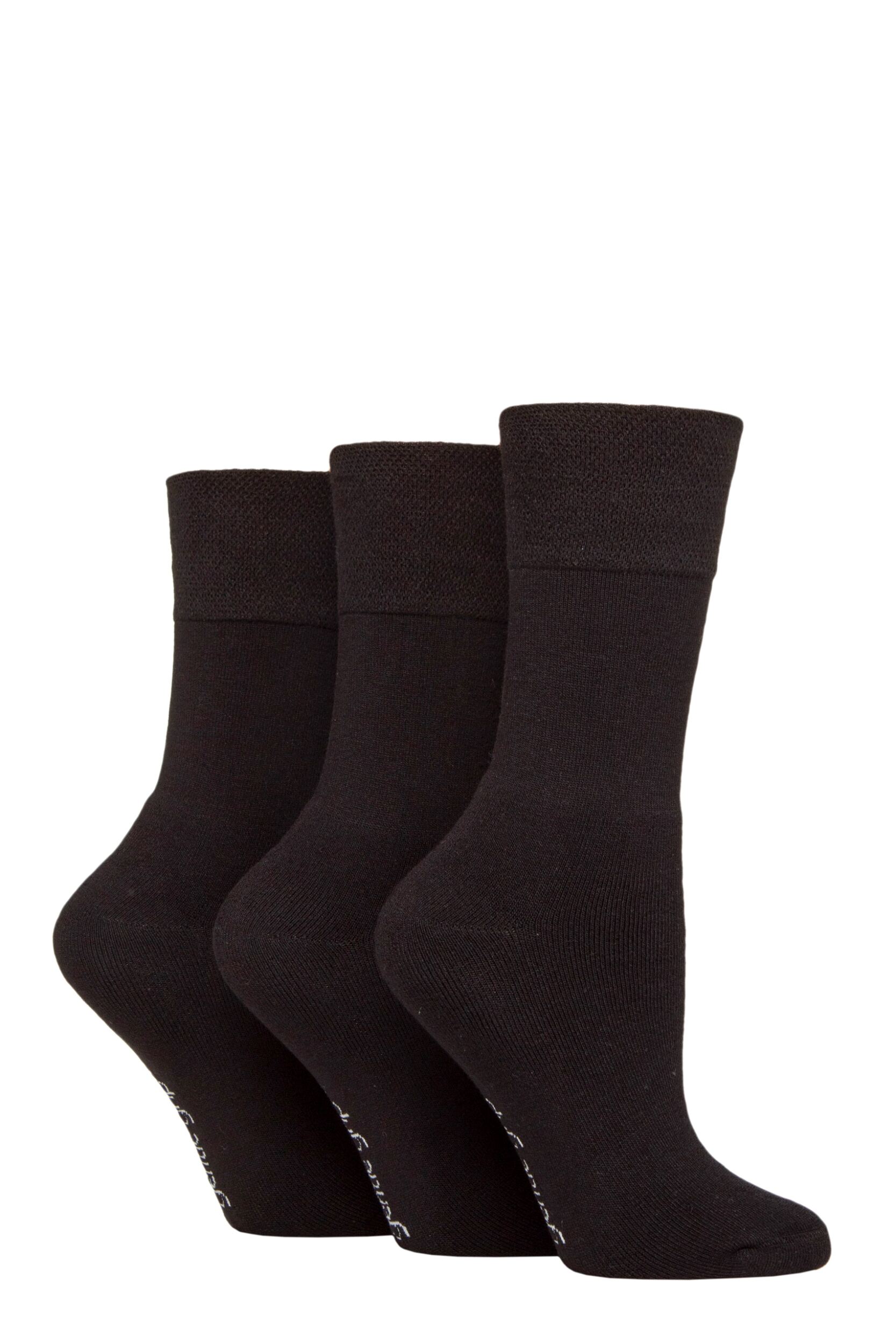 Image of Women's 3 Pair SOCKSHOP Gentle Grip Bamboo Cushioned Foot Leisure Socks Black 4-8
