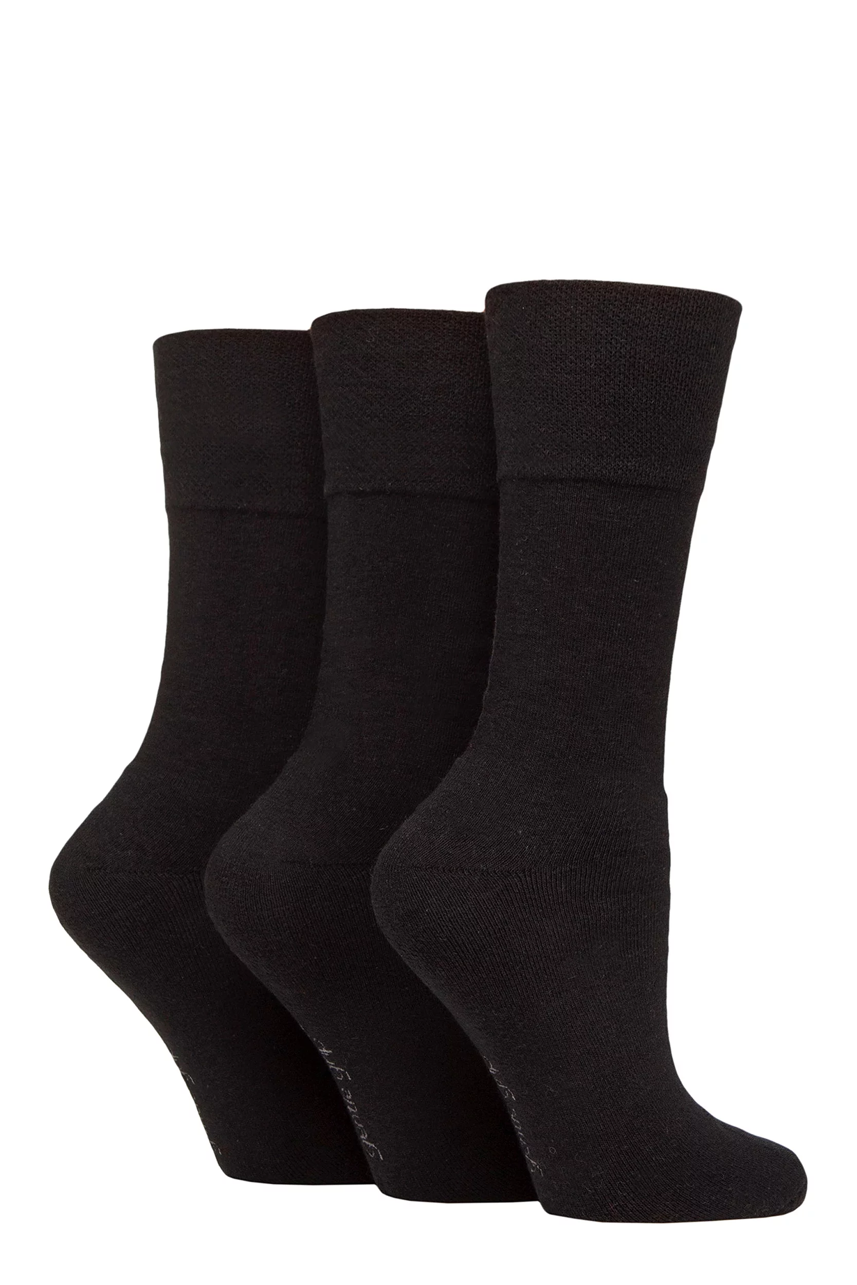 Women's 3 Pair SOCKSHOP Gentle Grip Cotton Cushioned Foot Sports Socks Black 4