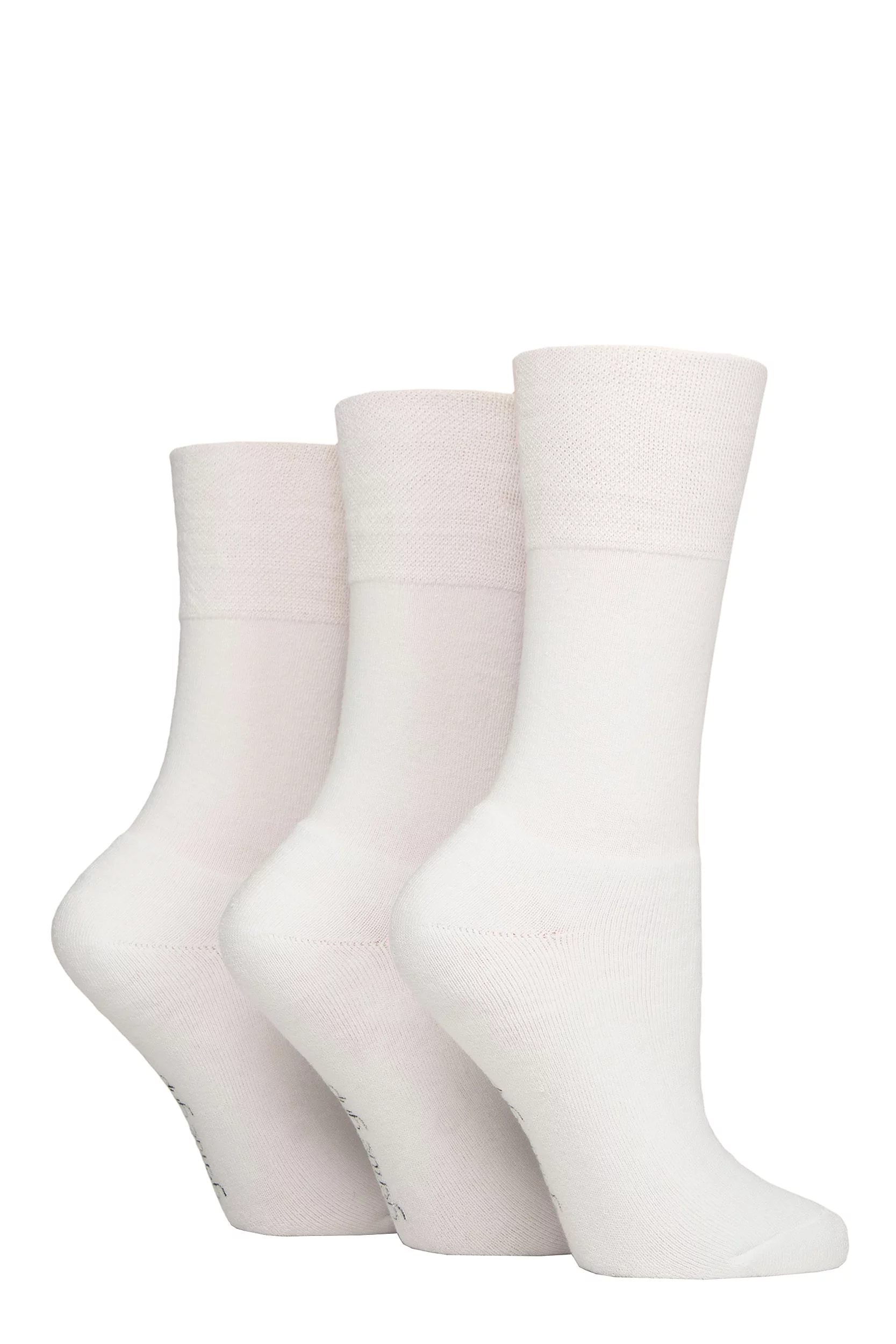 Women's 3 Pair SOCKSHOP Gentle Grip Cotton Cushioned Foot Sports Socks White 4