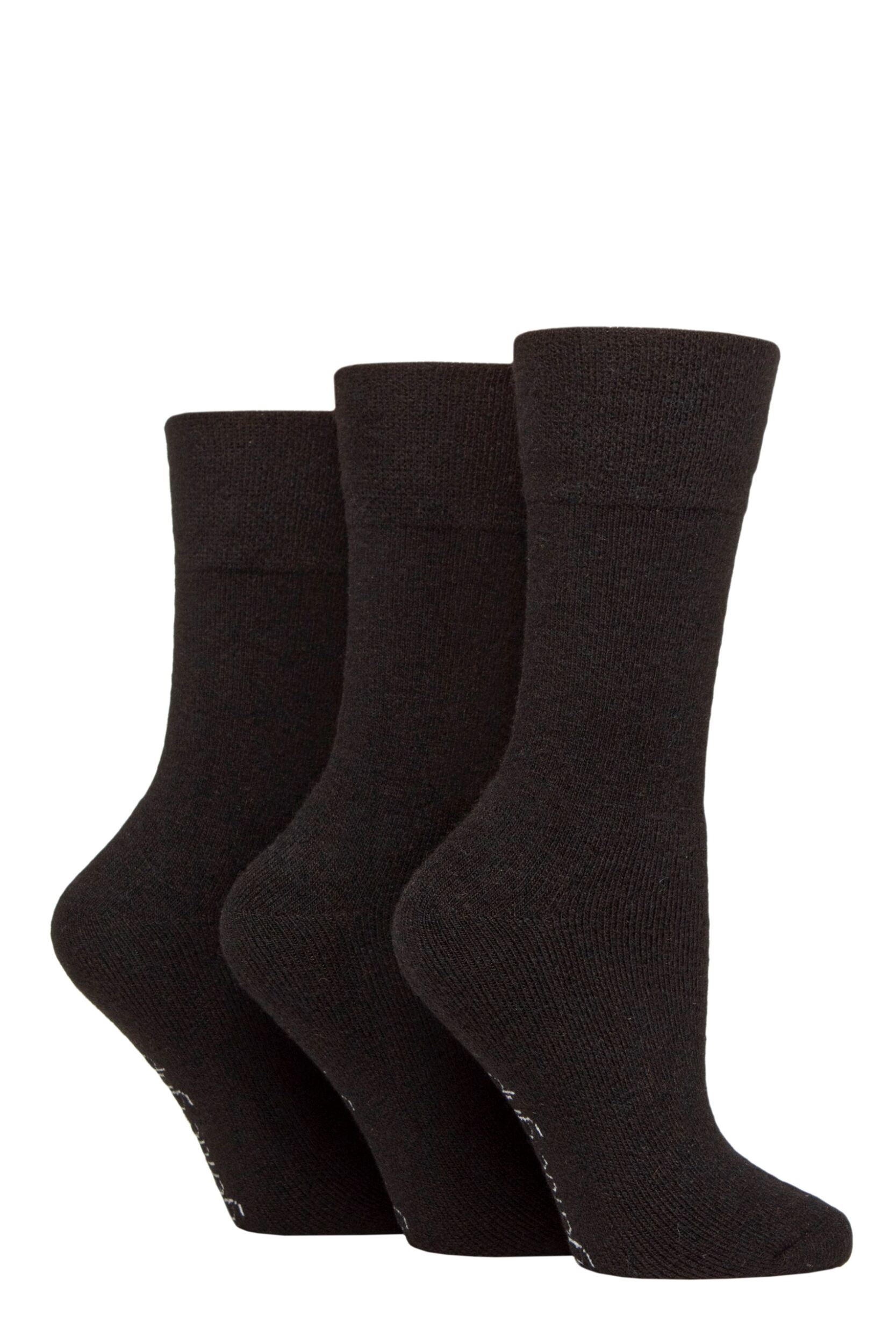 Image of Women's 3 Pair SOCKSHOP Gentle Grip Wool Cushioned Foot Boot Socks Black 4-8