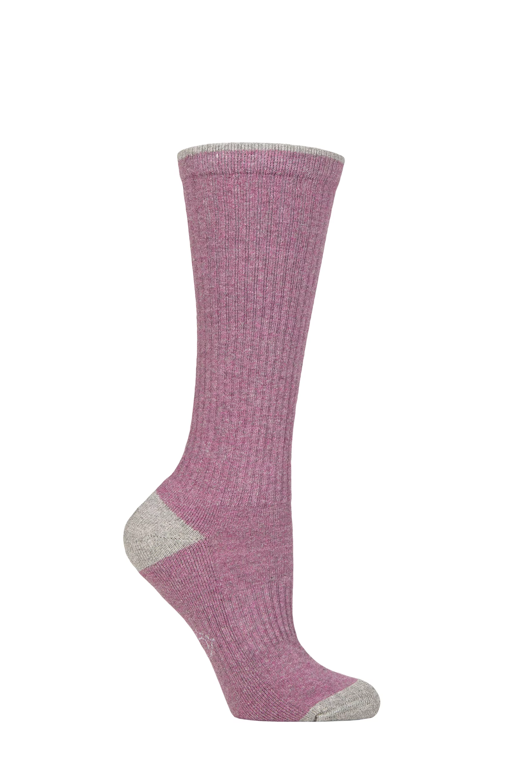 Women's 1 Pair Country Pursuit Water Repellent Cotton Long Boot Socks Pink / Grey 4