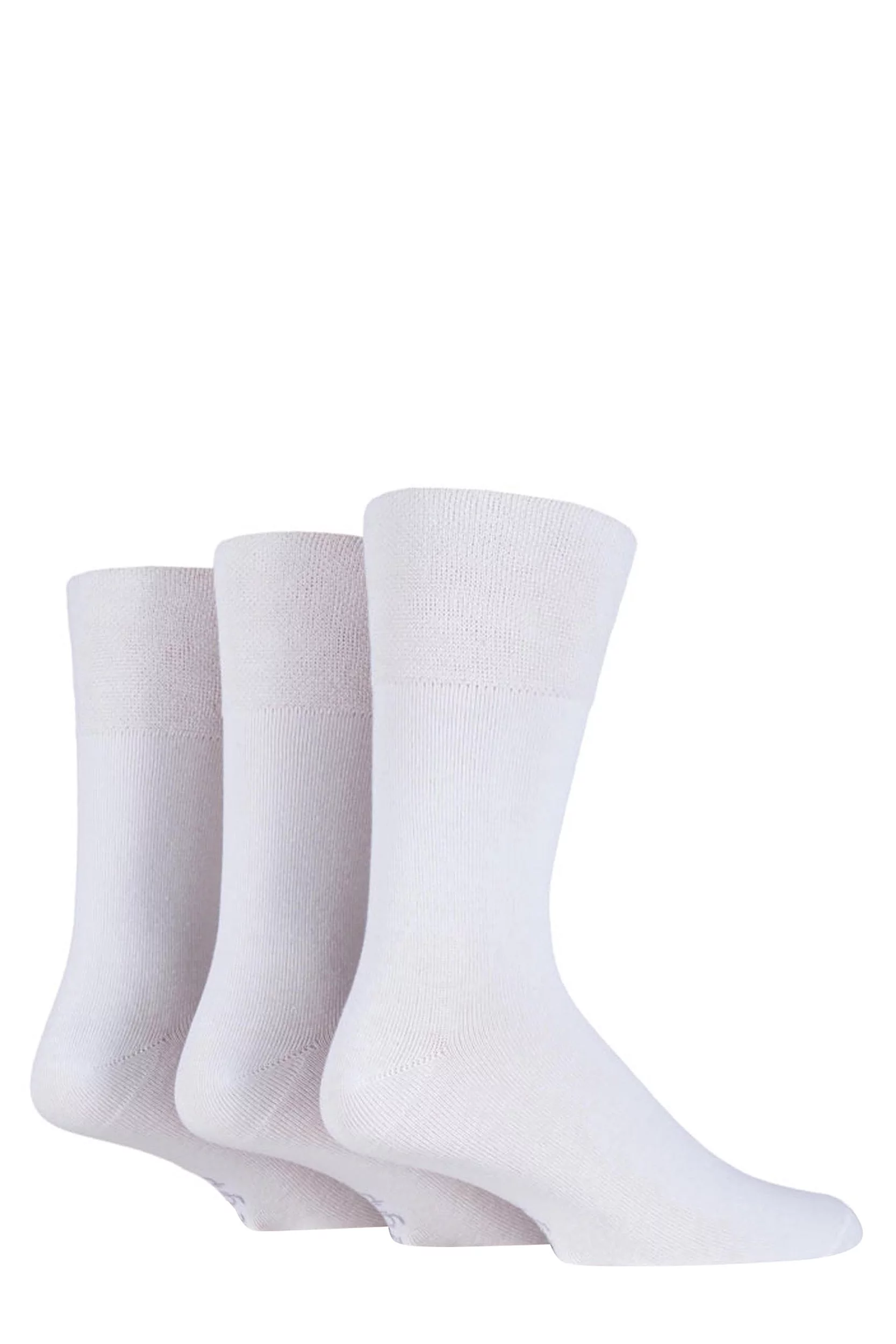 3 Pair White Plain Cotton Suit Socks In White Men's 6-11 Mens - Gentle Grip